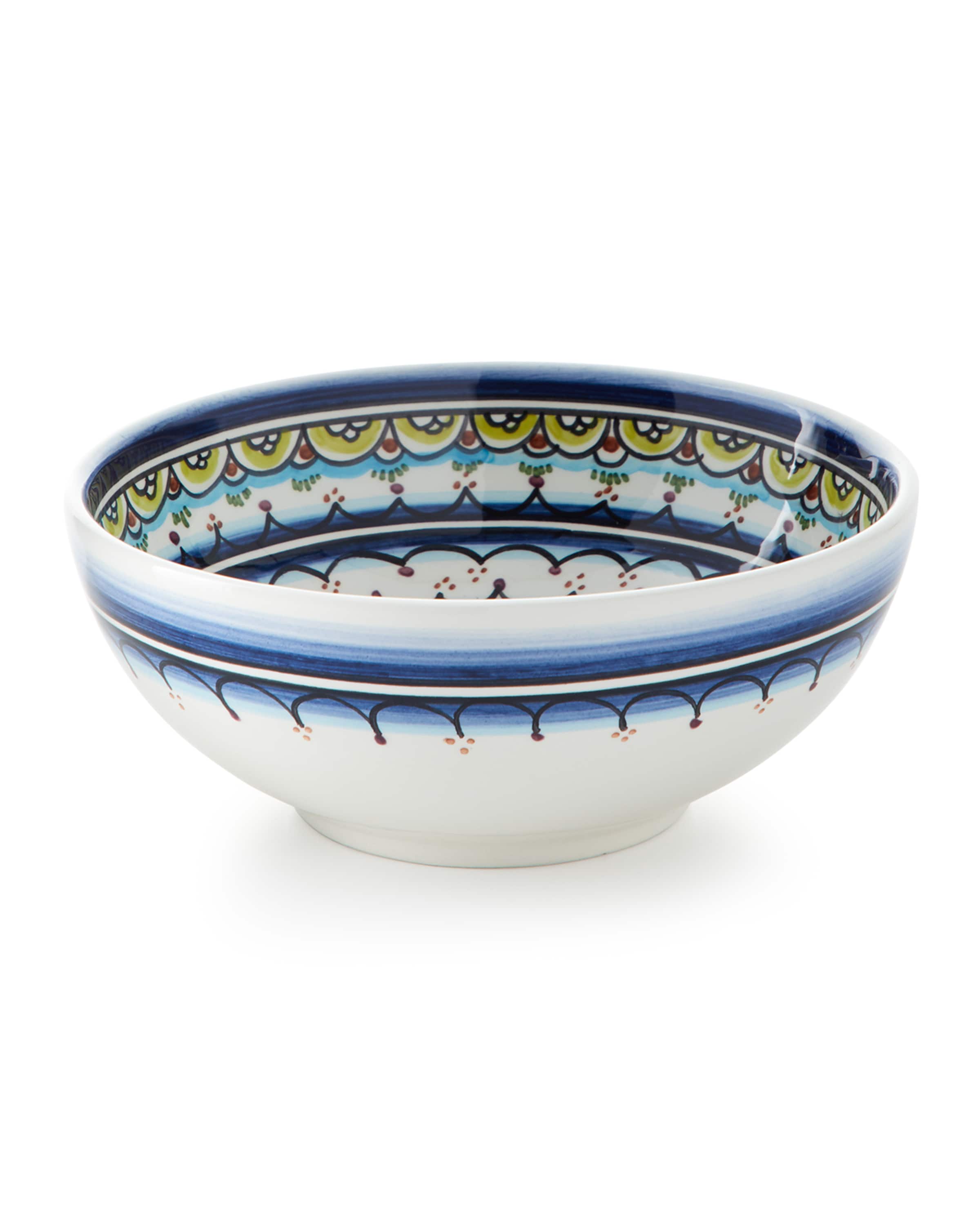 Neiman Marcus Pavoes Blue Green Cereal Bowls, Set of 4