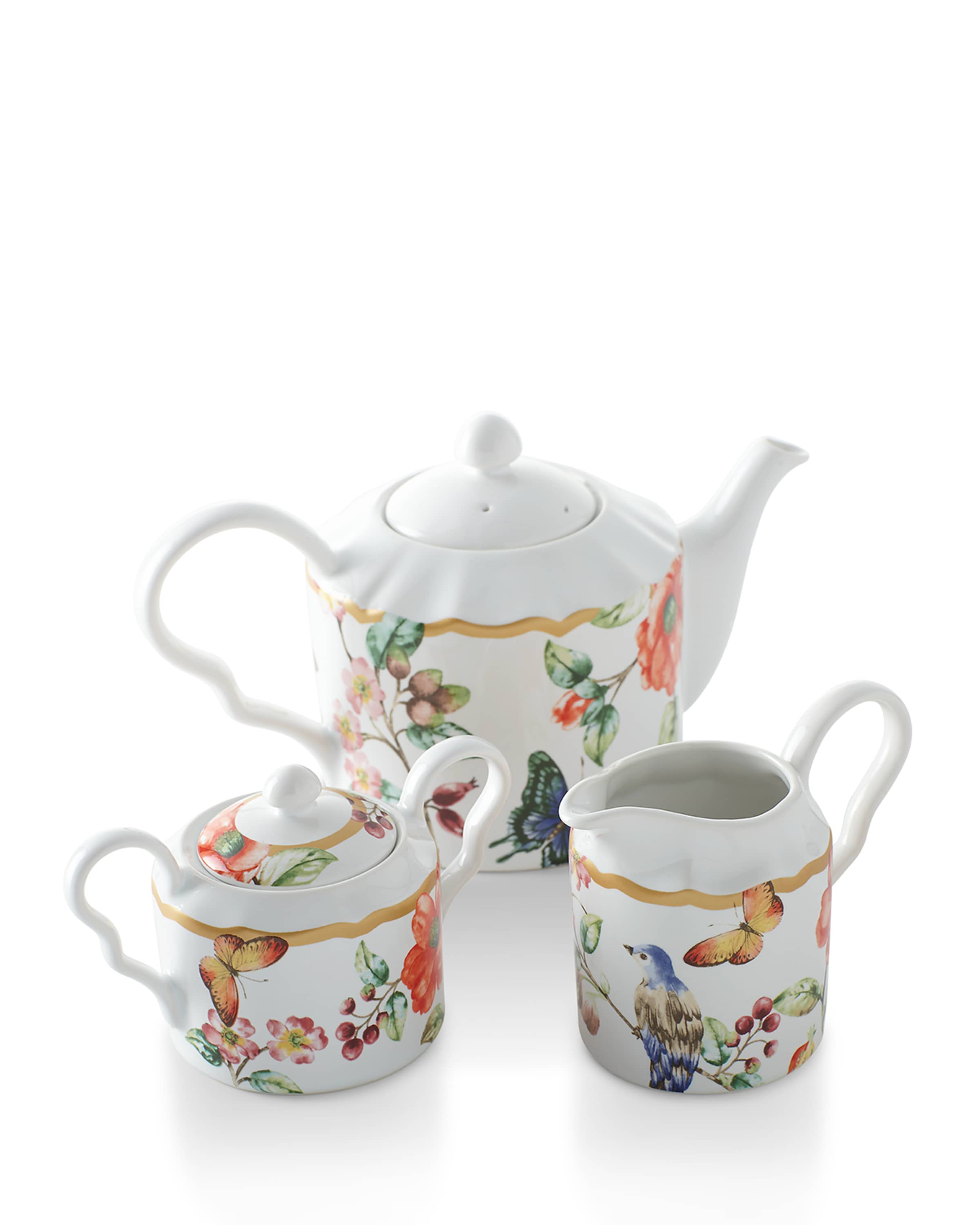 Ambri Teapot, Sugar, and Creamer Set