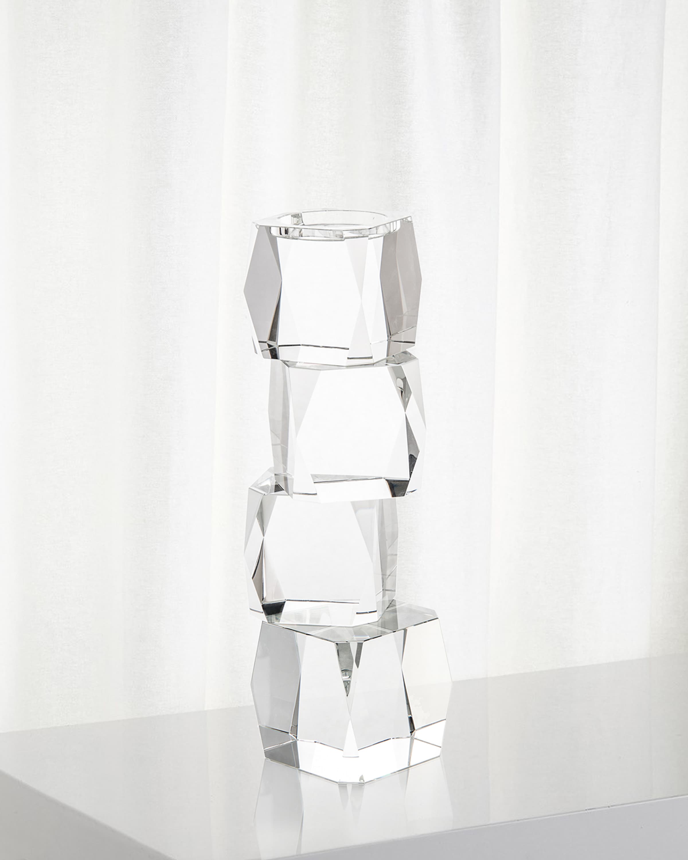 John-Richard Collection Medium Crystal Cubist Candleholder