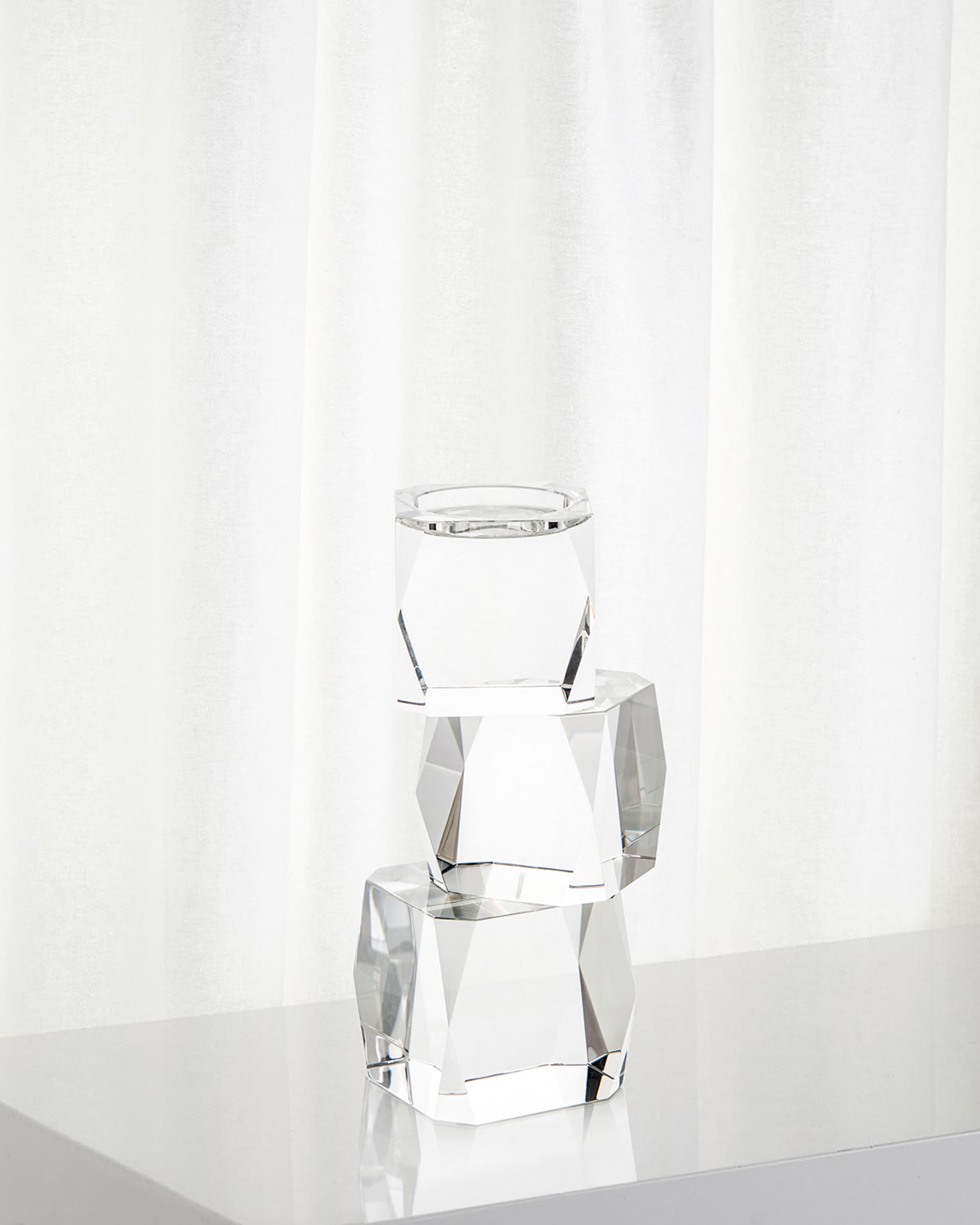 John-Richard Collection Small Crystal Cubist Candleholder