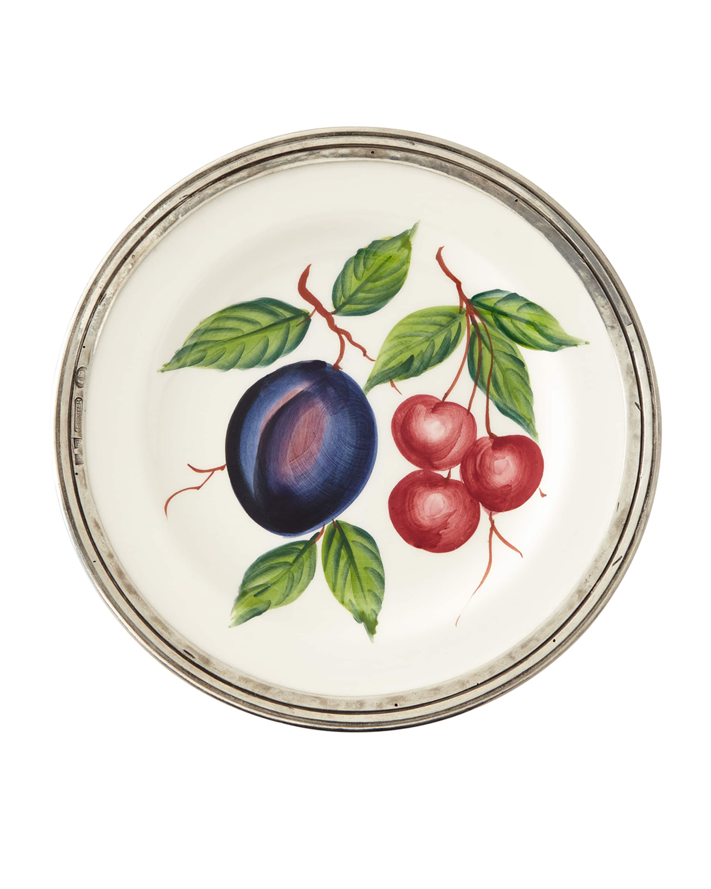 Neiman Marcus Fruit Pewter & Ceramic Salad Plate