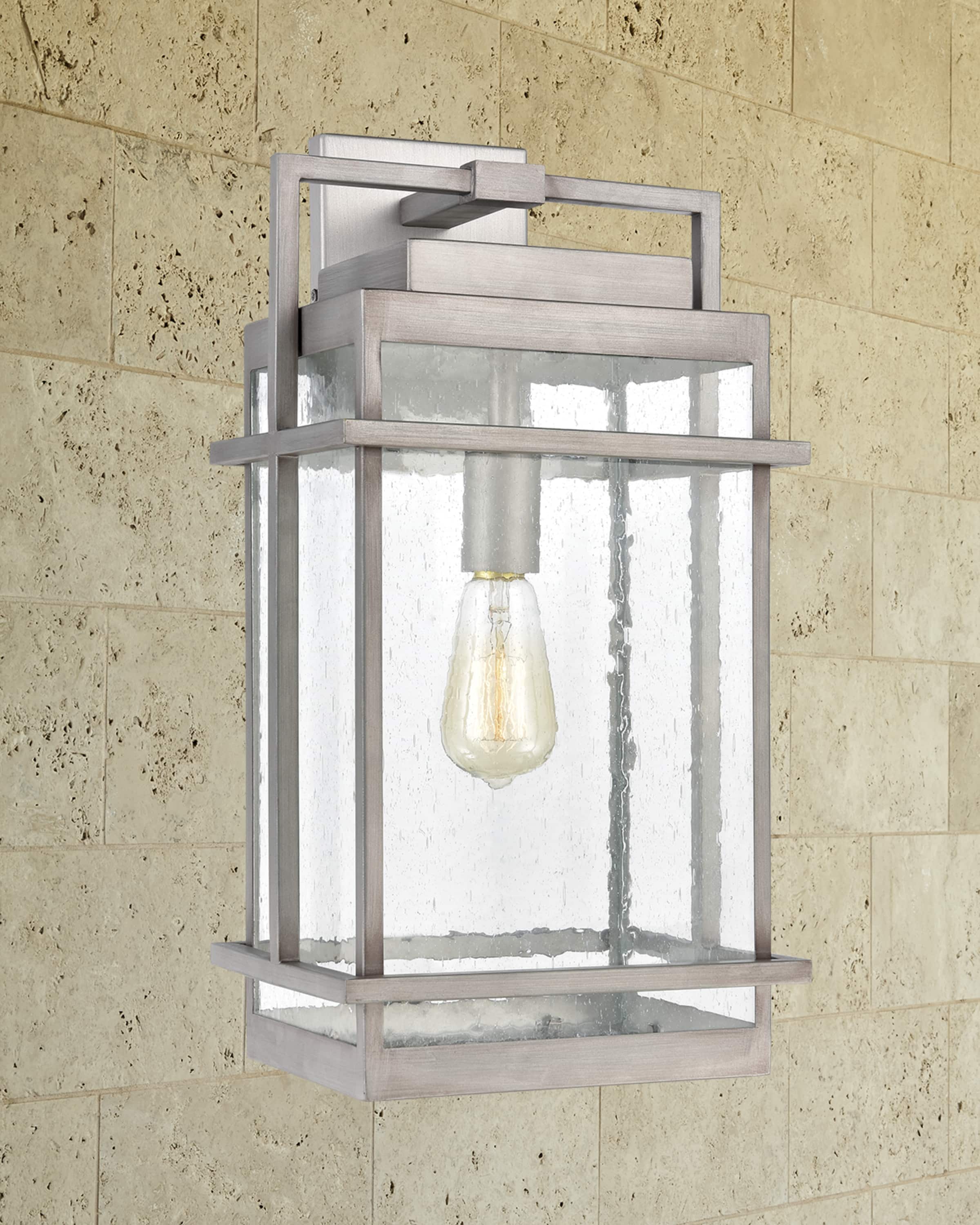 Breckenridge 1-Light Outdoor Sconce in Weathered Zinc with Seedy Glass