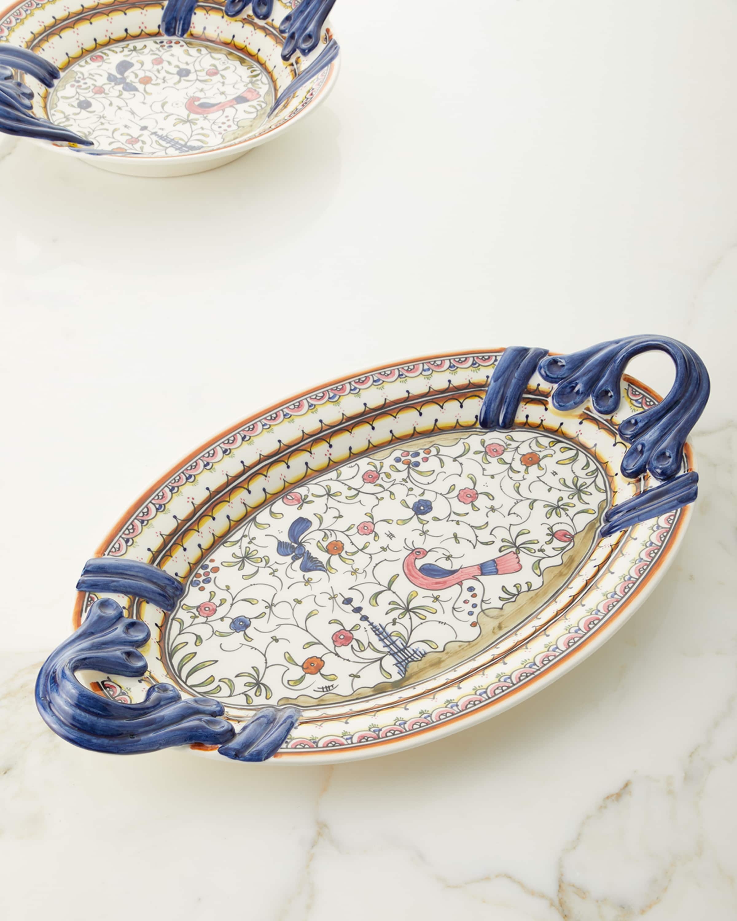 Neiman Marcus Pavoes Handled Oval Platter