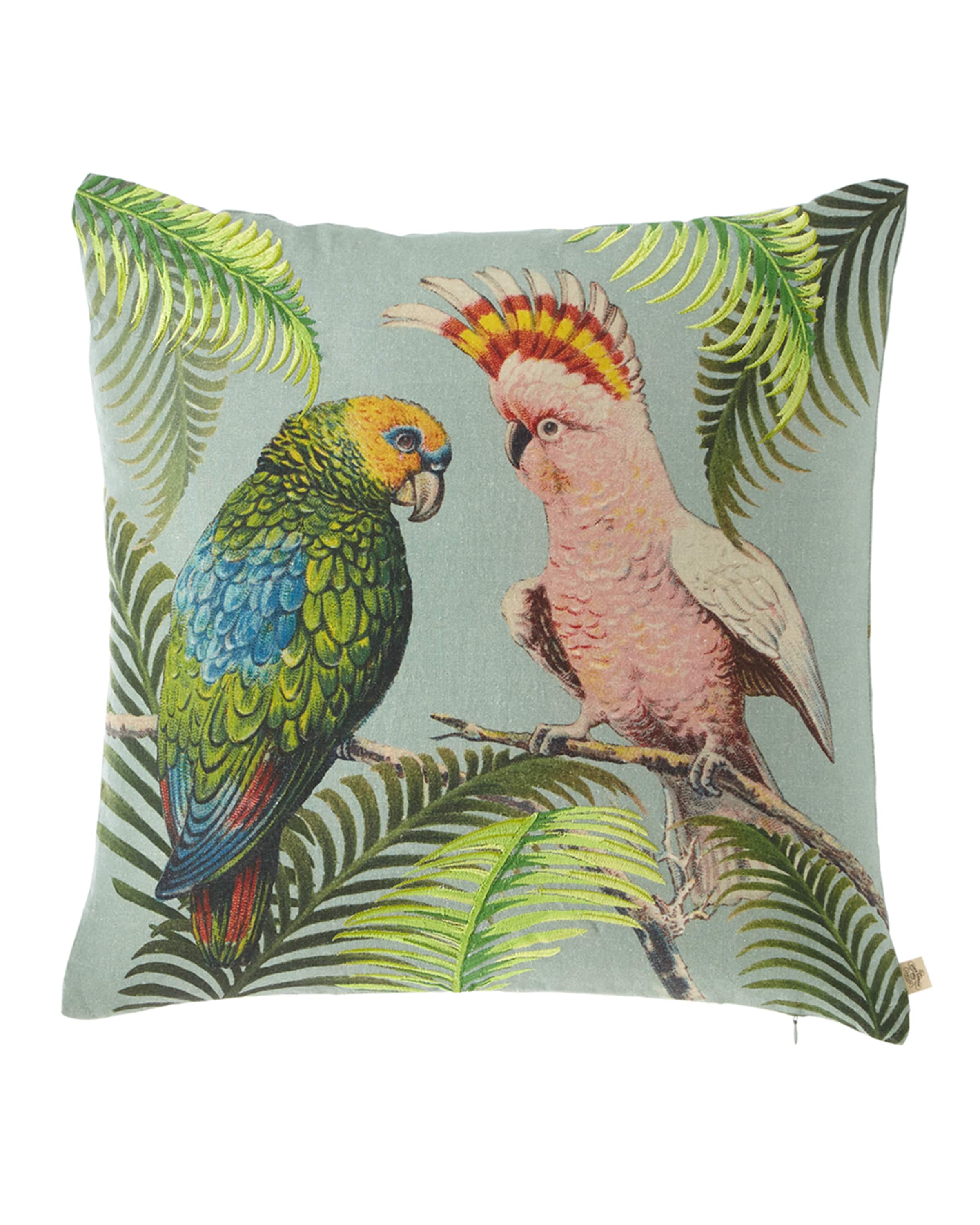 John Derian Parrot & Palm Azure Pillow