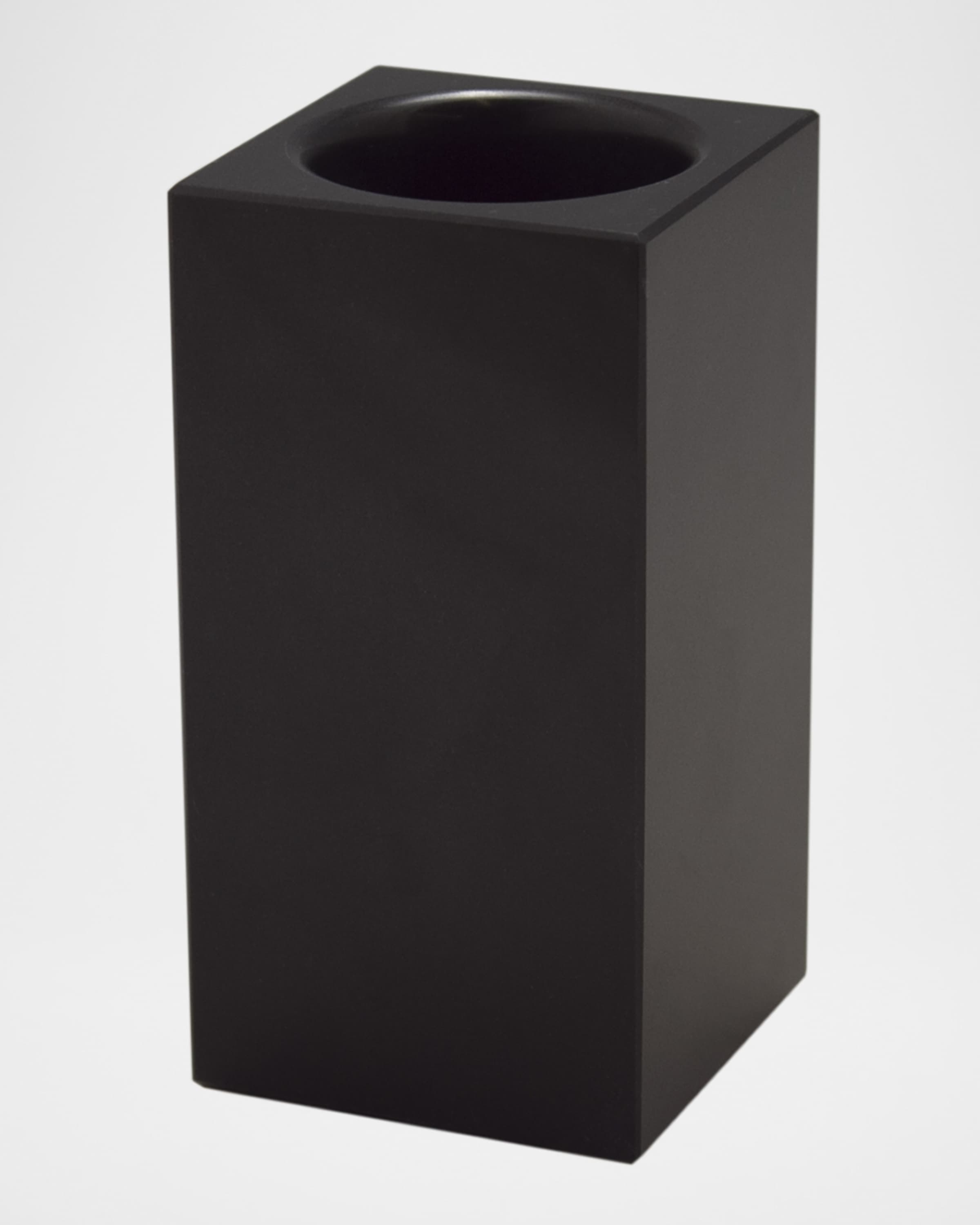 Marble Crafter Myrtus Collection Jet Black Marble Wastebasket w/ Liner