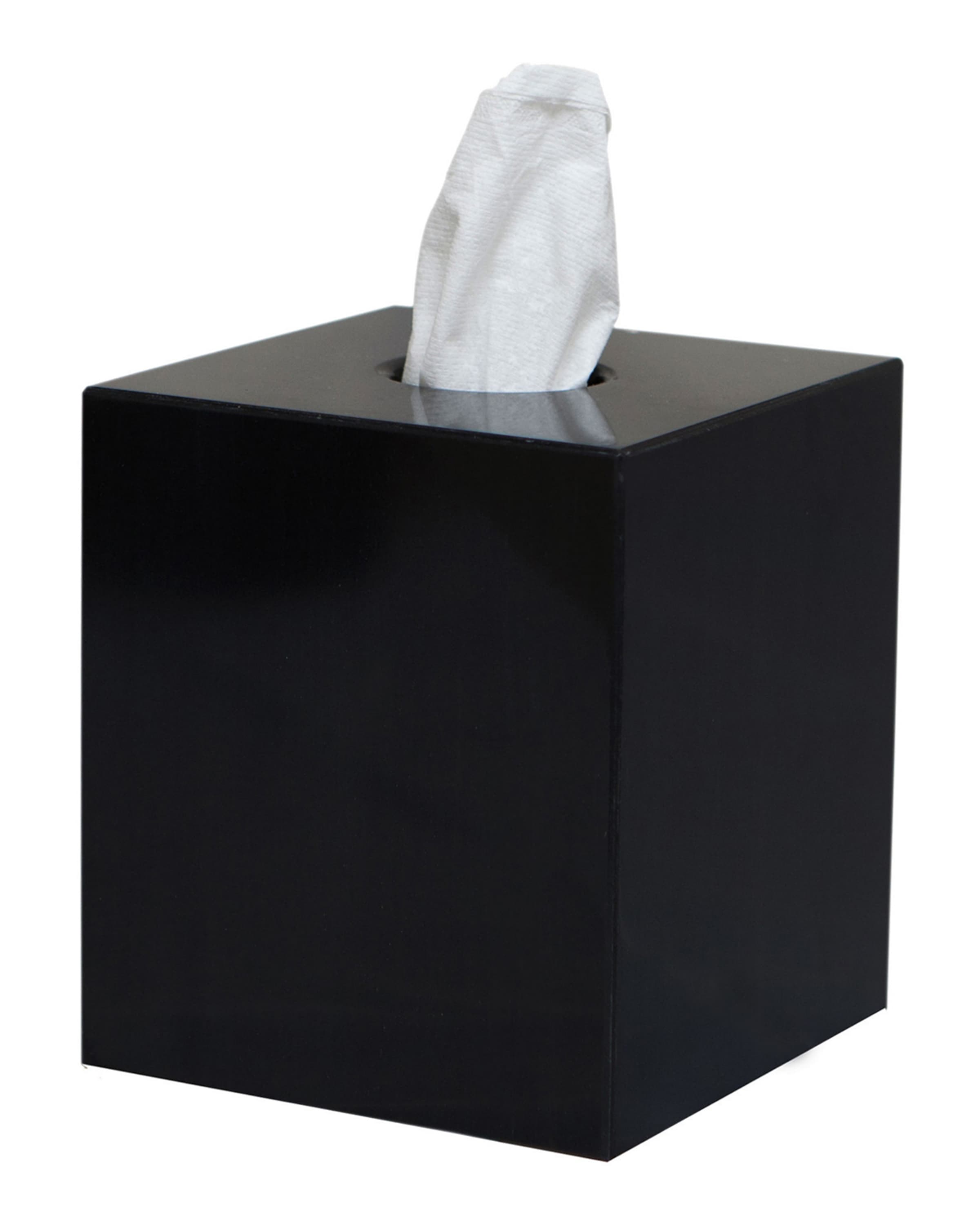 Marble Crafter Myrtus Collection Jet Black Marble Wastebasket w/ Liner