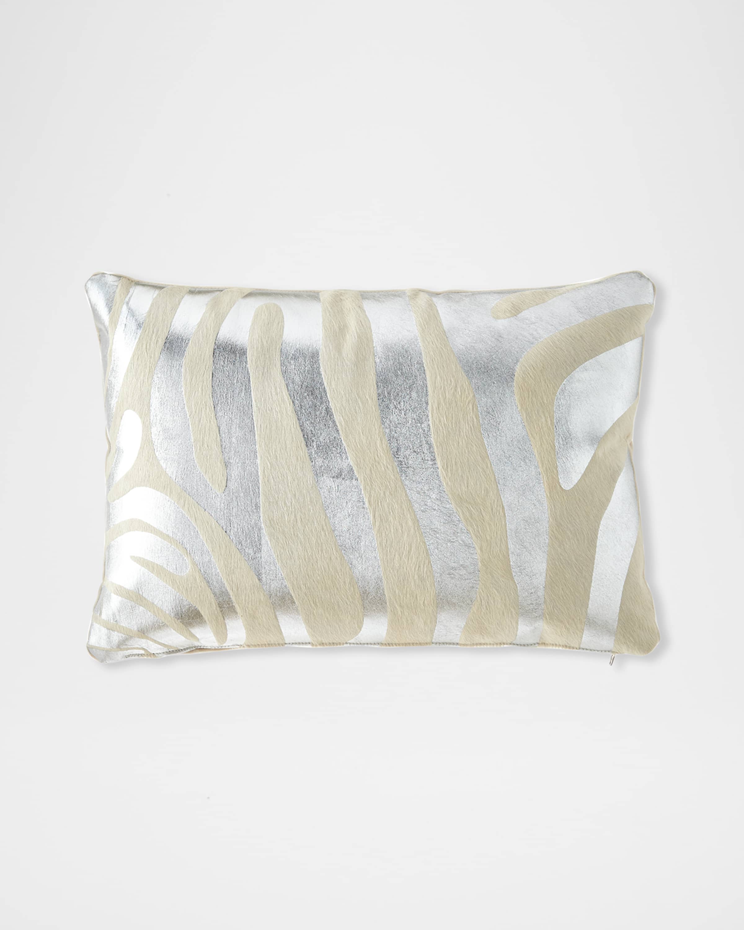 Massoud Metallic Zebra Hair Hide Pillow, 23" x 15"