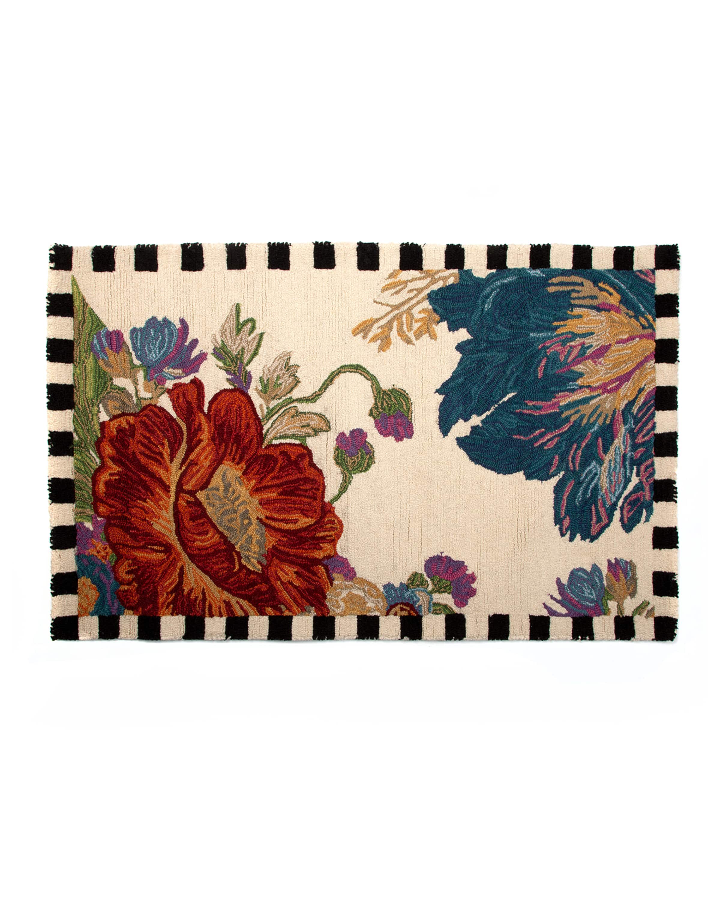 MacKenzie-Childs Flower Market Reflections Black Rug Collection HC ...