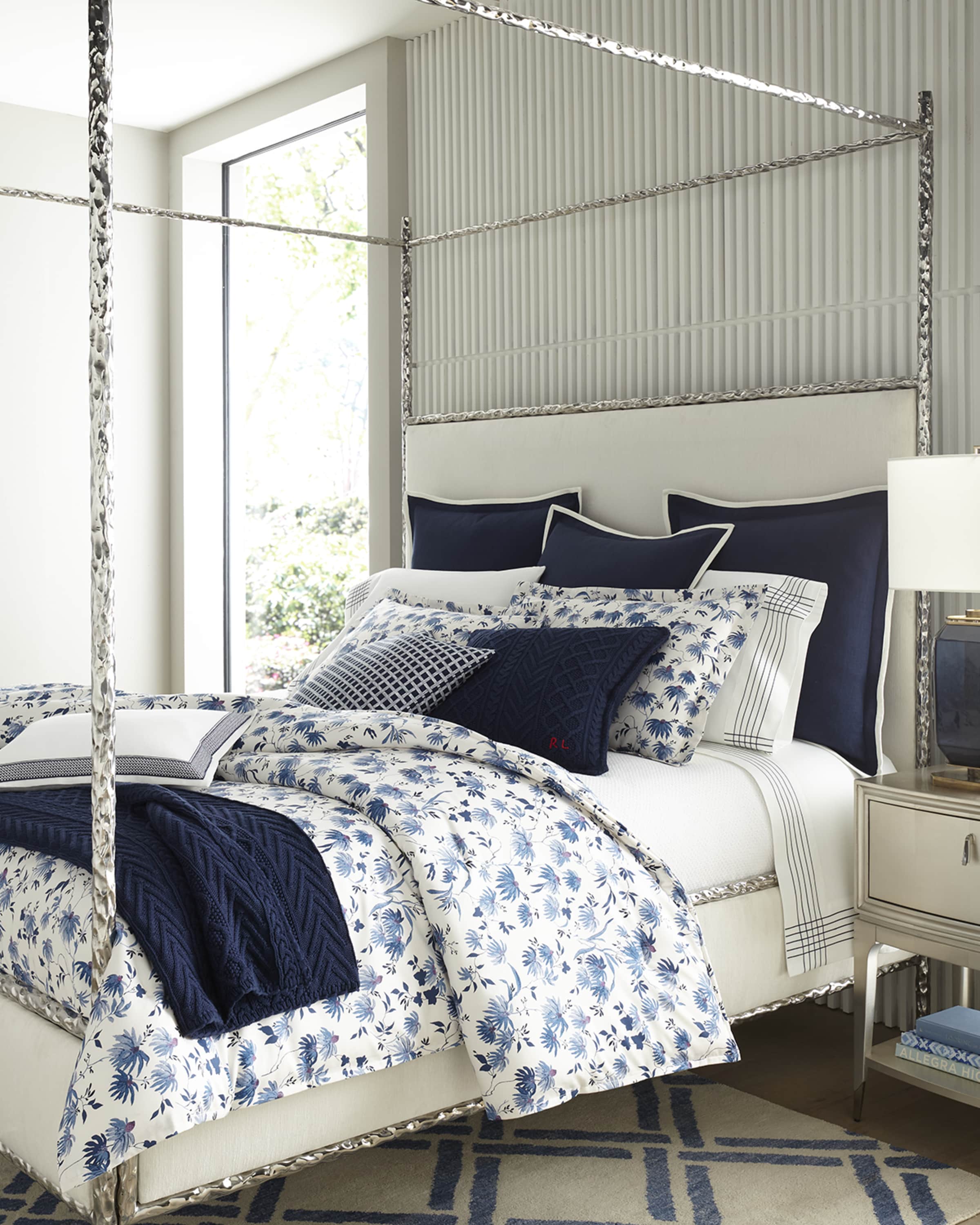 Ralph lauren navy and white bedding clearance