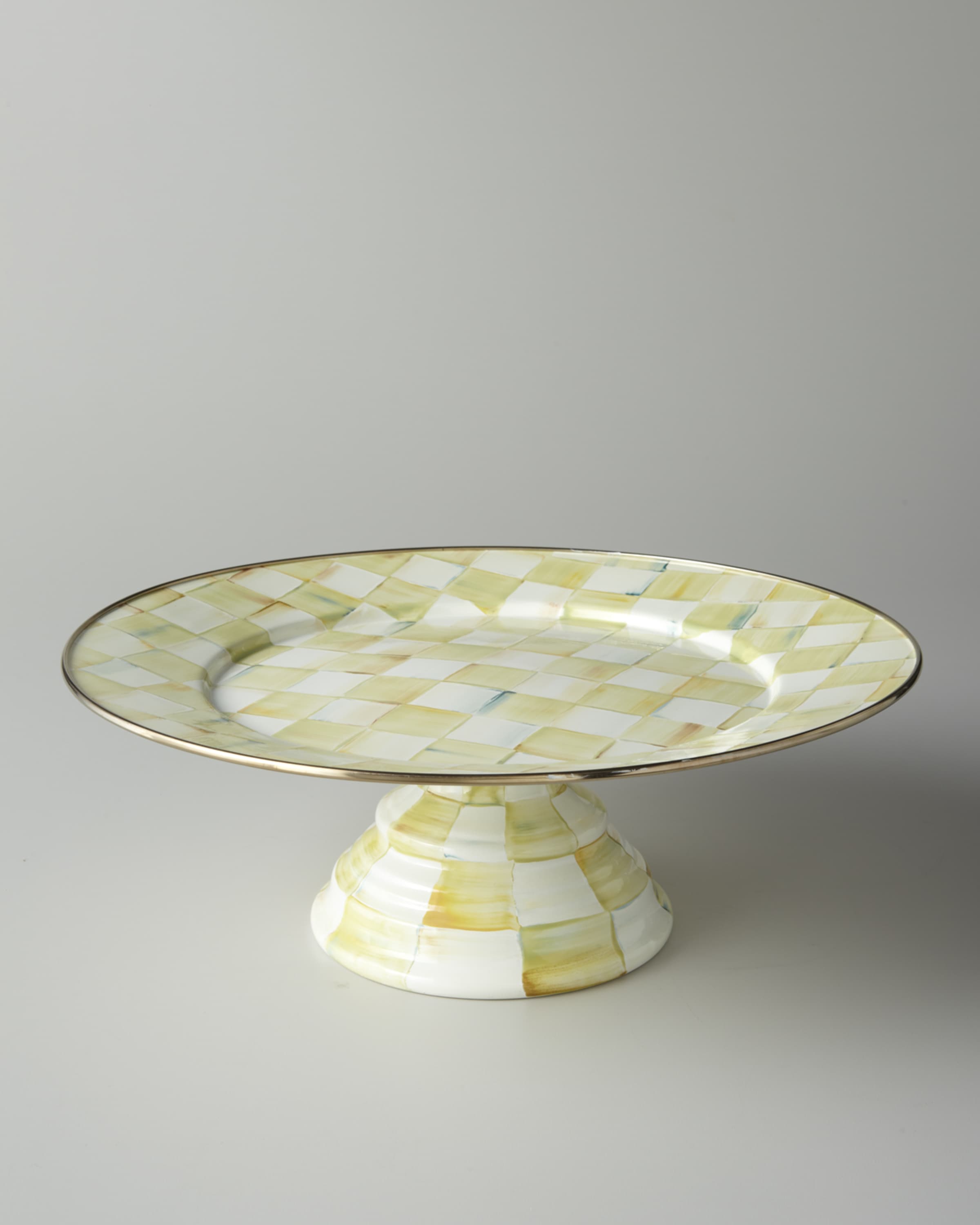 MacKenzieChilds Parchment Check Pedestal Platters & Matching Items
