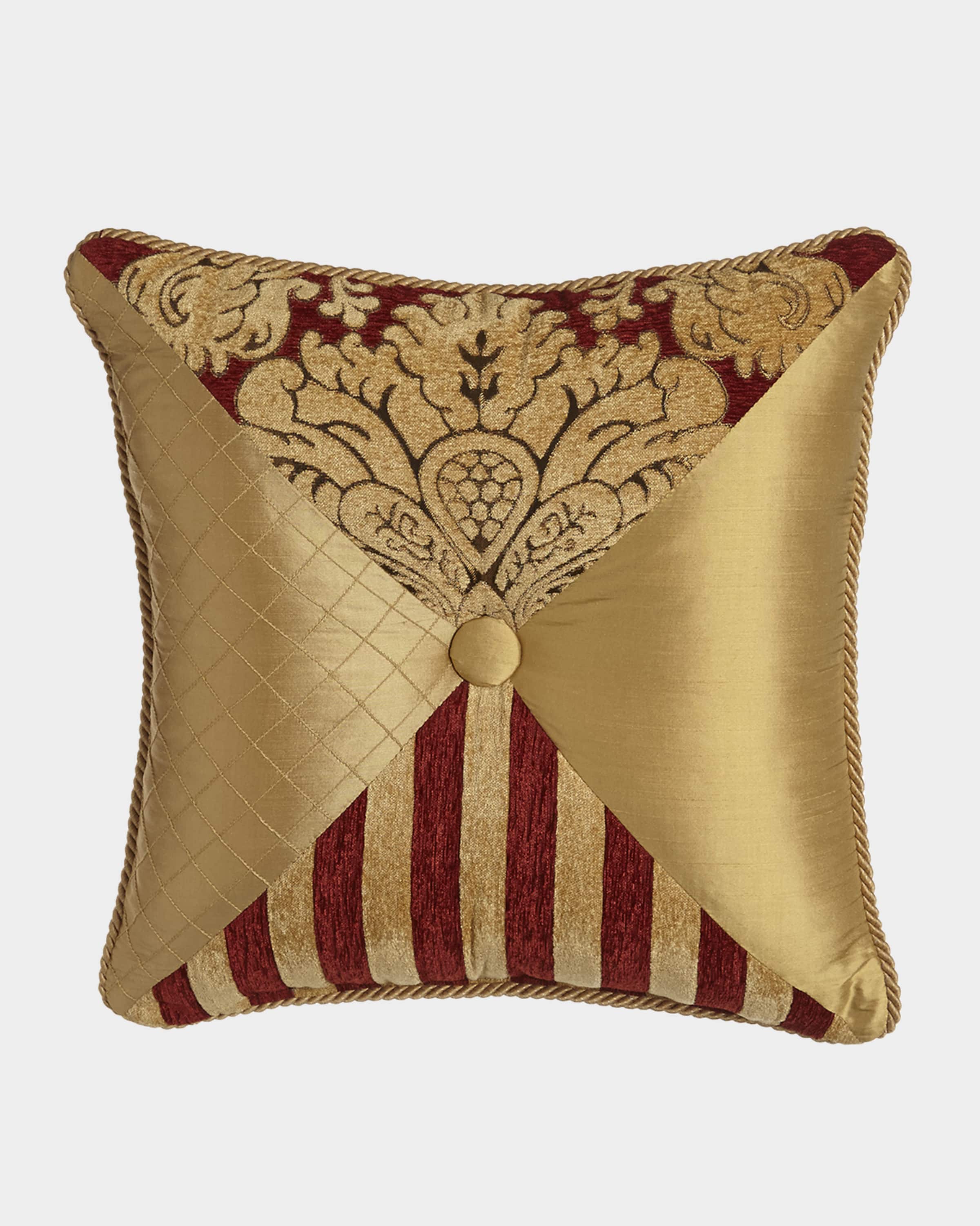 Austin Horn Collection Bellissimo Square Pieced Pillow with Button & Cording