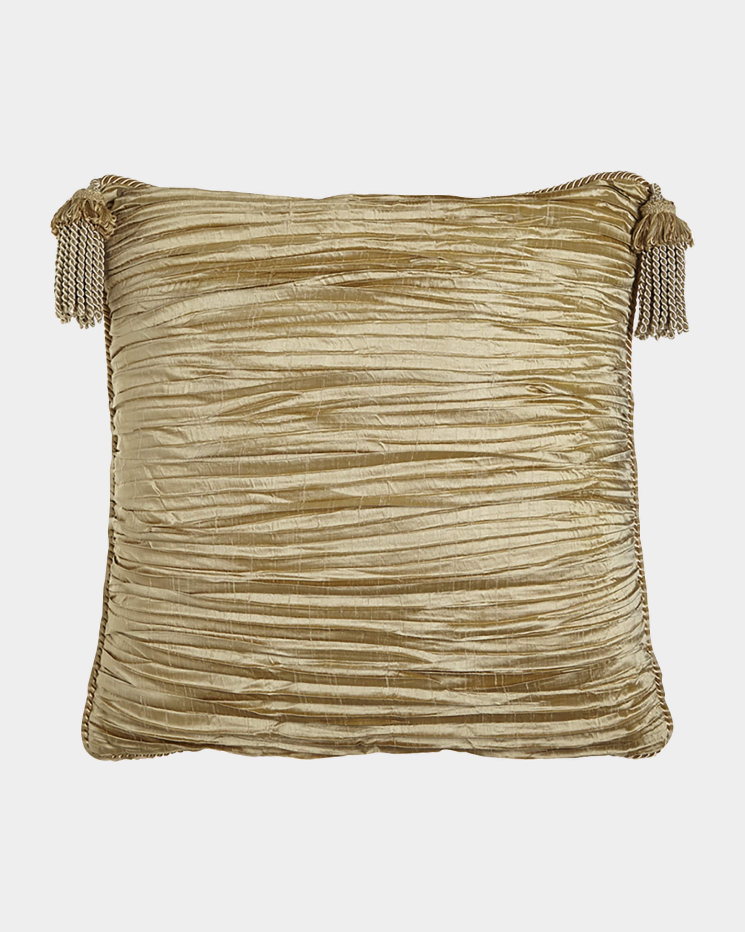 Austin Horn Collection Antoinette Pleated Silk European Sham with Tassels