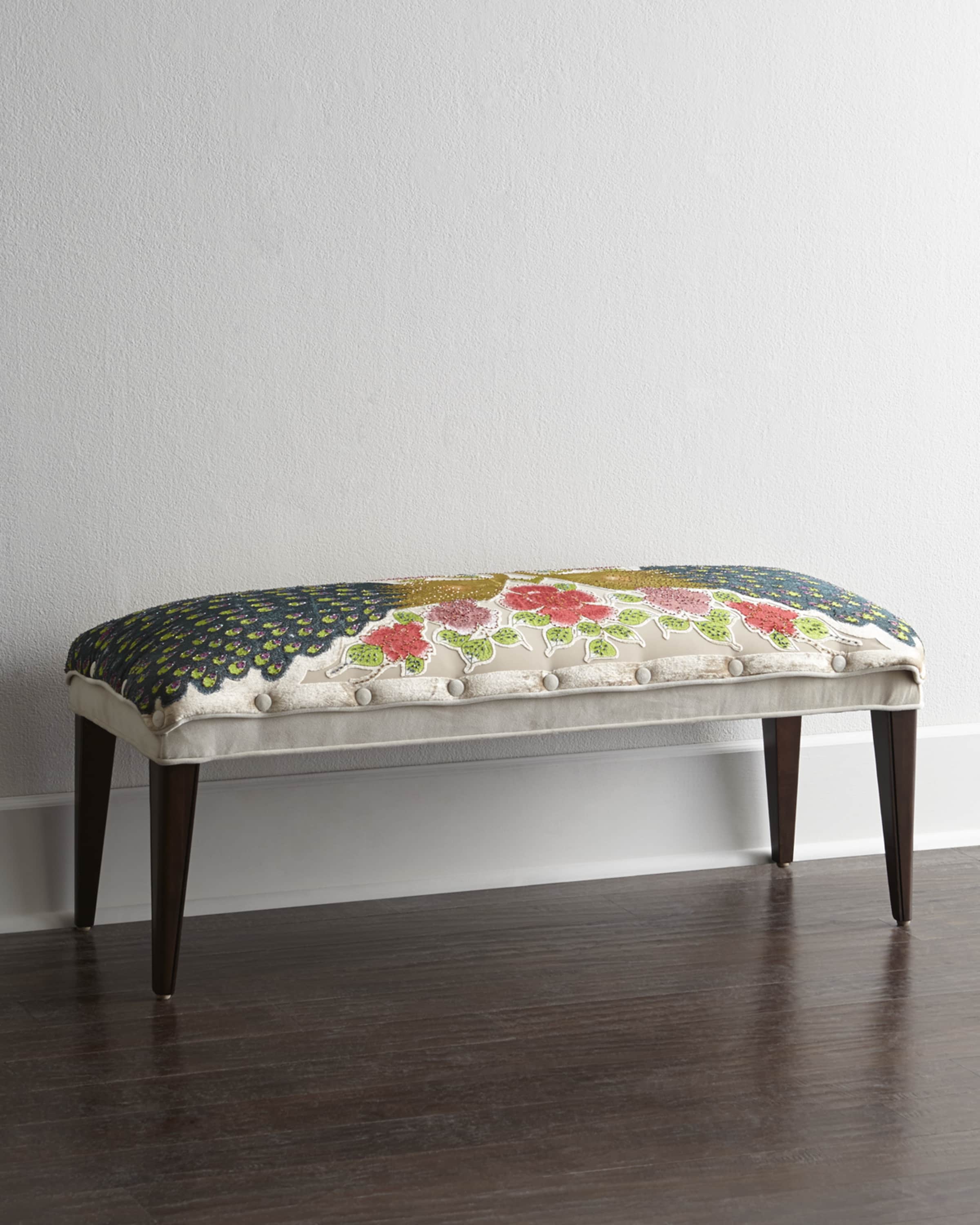 Haute House Cream Peacock Bench, 42"