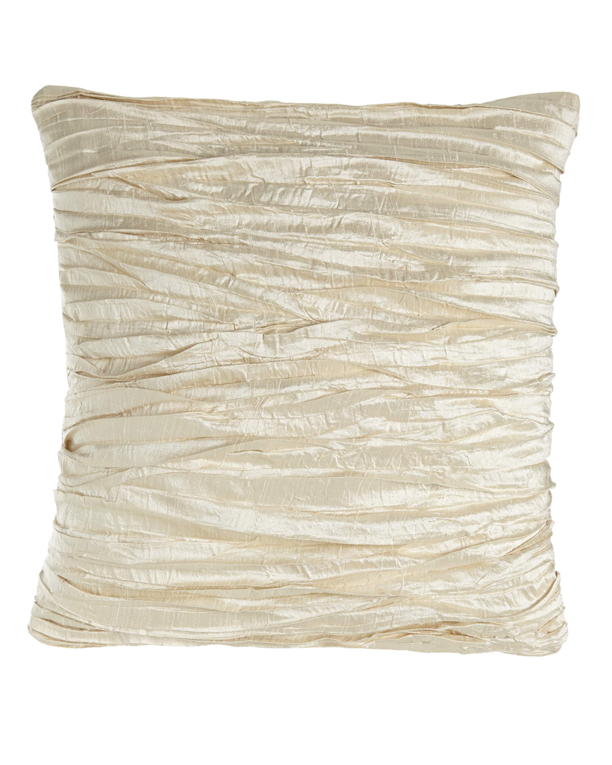 Austin Horn Collection Charlotte Ruched Silk Pillow, 18"Sq.