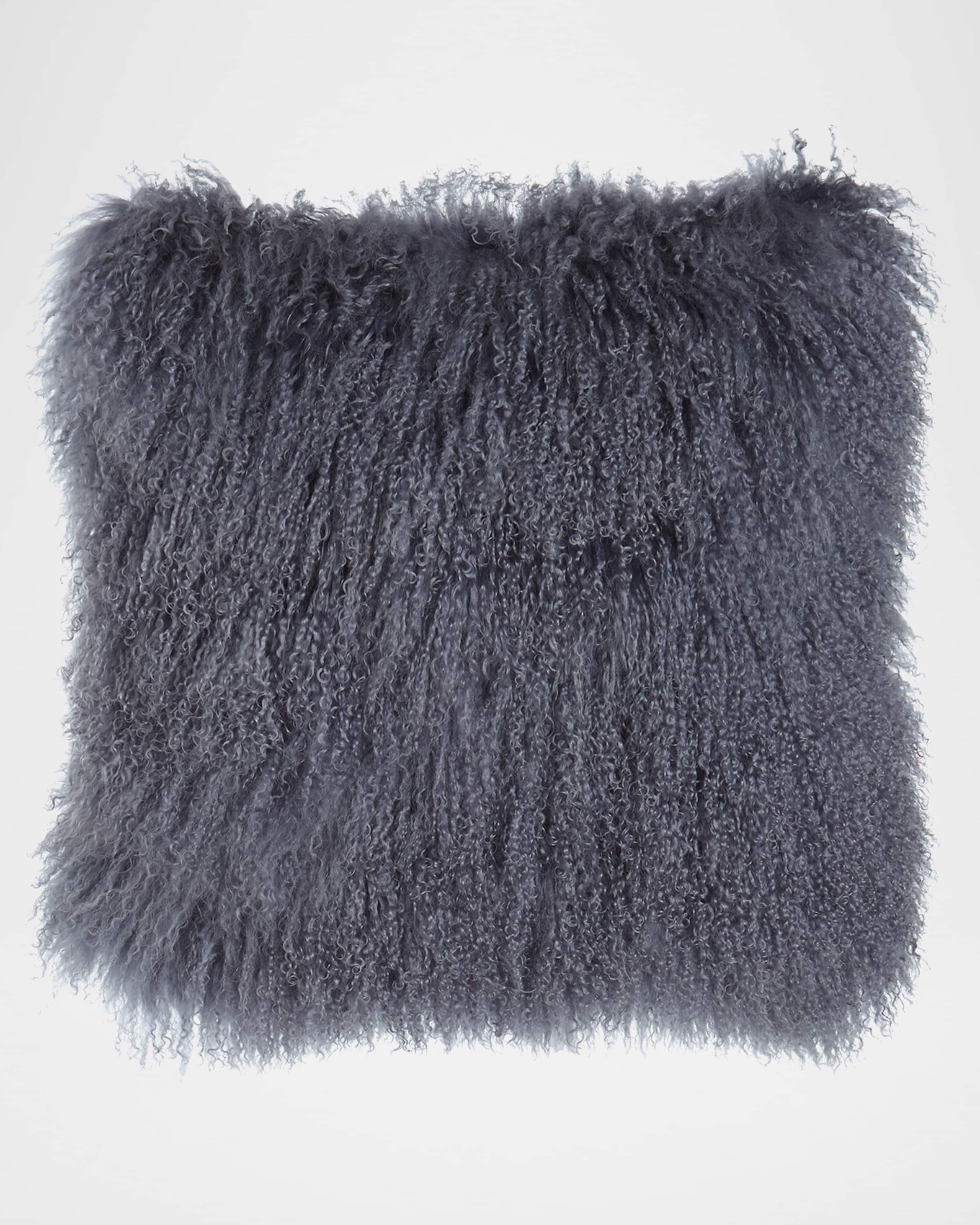 Massoud Steel Gray Tibetan Lamb Pillow