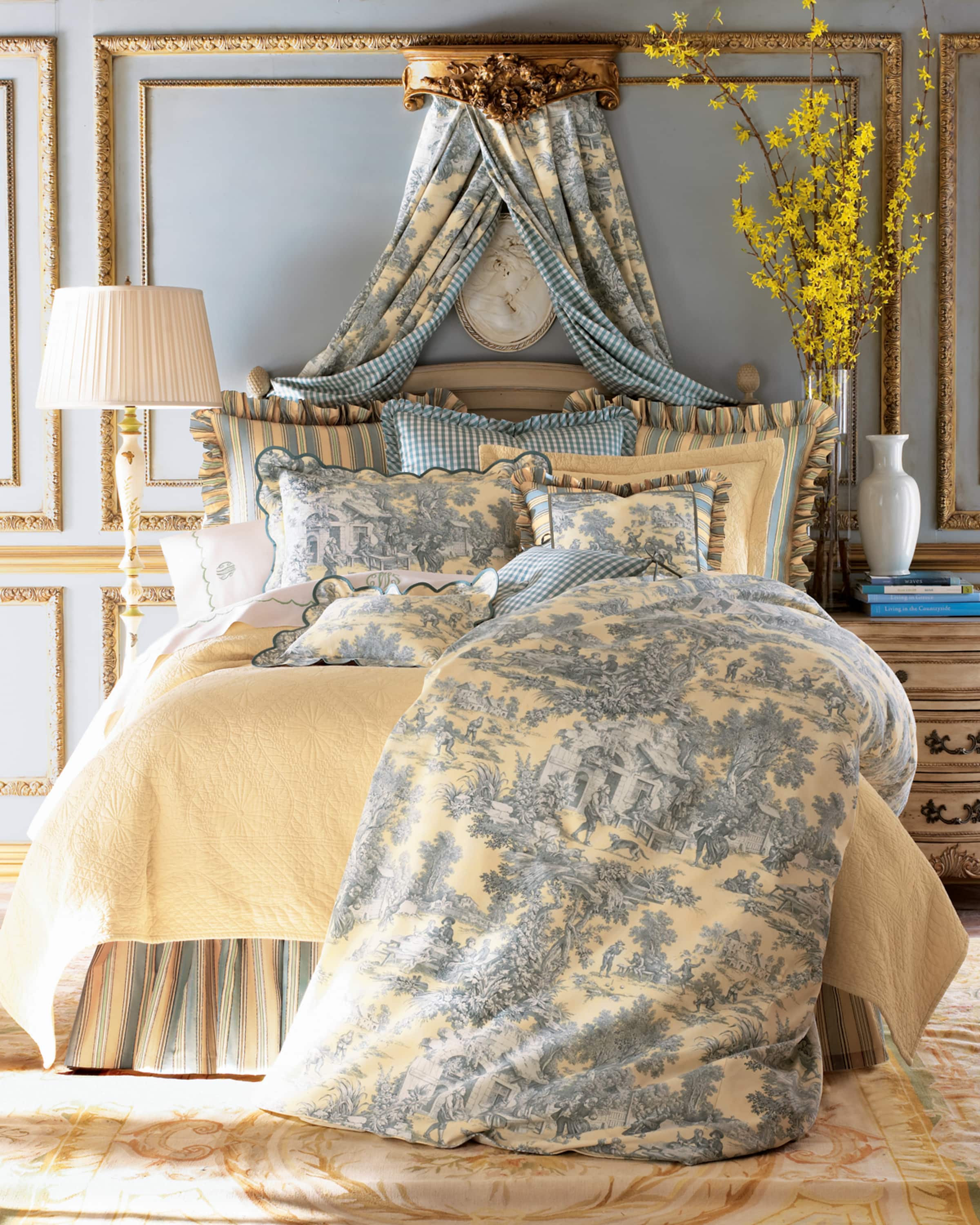Blue toile pillow shams sales