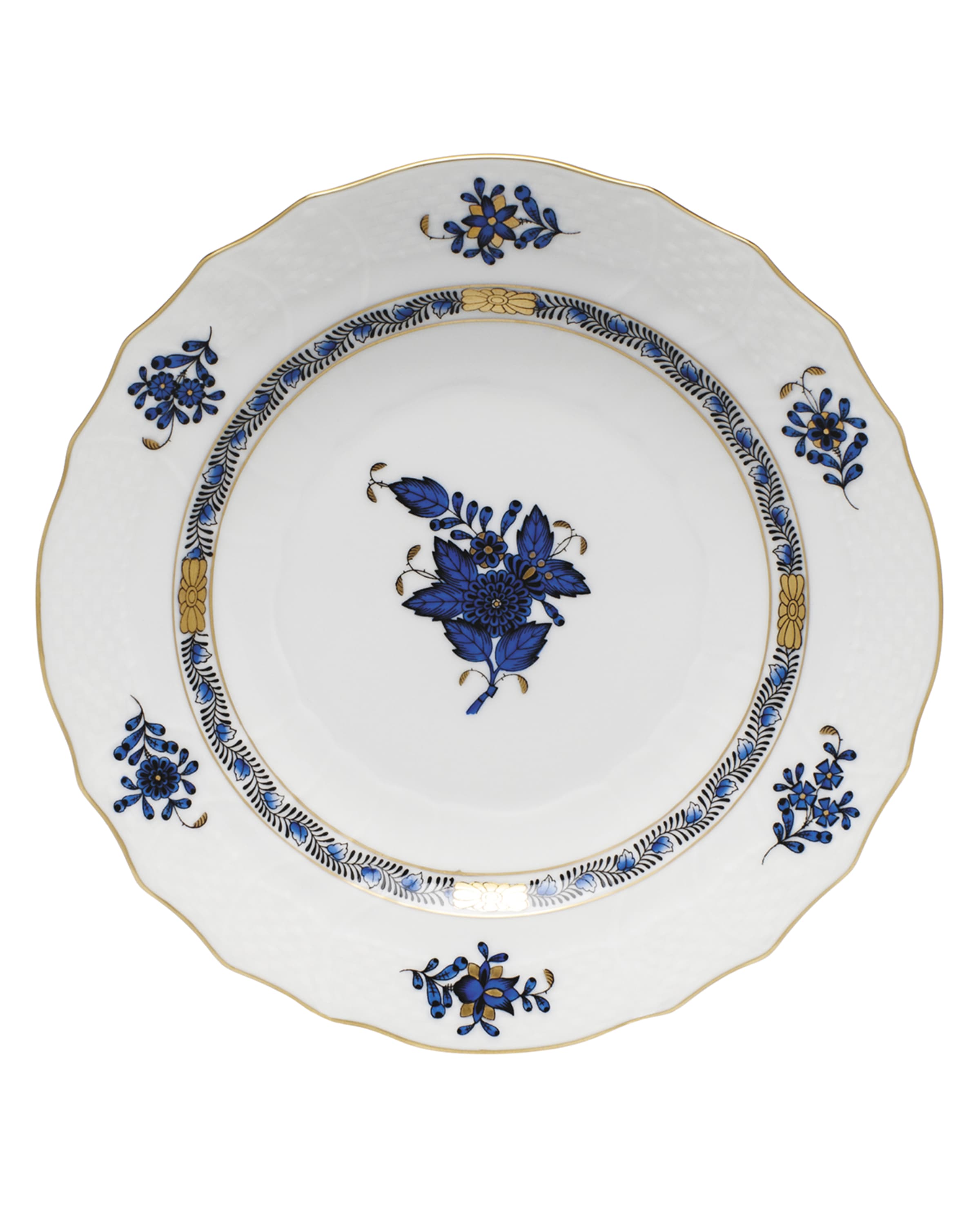 Herend Chinese Bouquet Black Sapphire Salad Plate