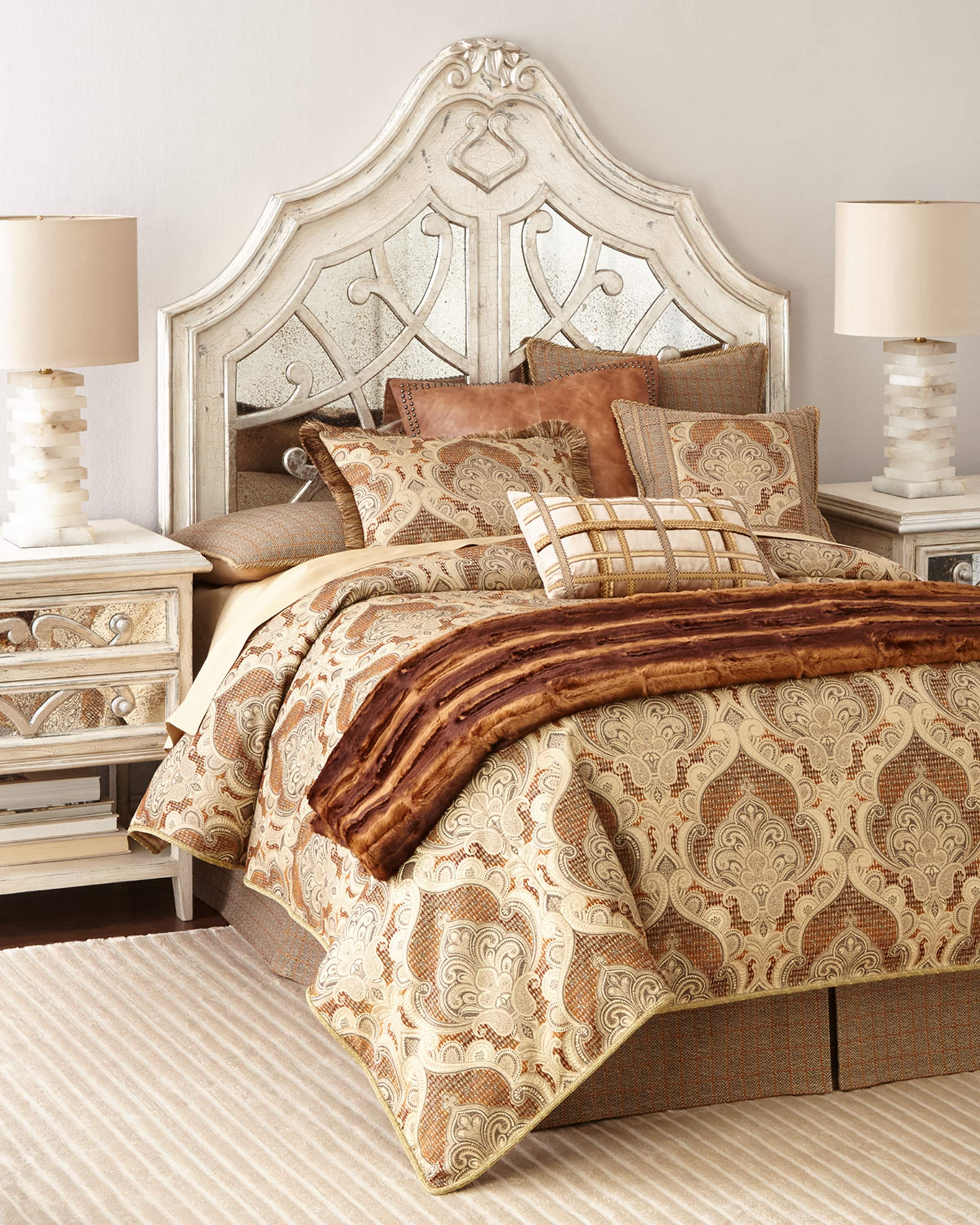 Peninsula Home Collection Lynley Mirrored Headboard & Nightstand