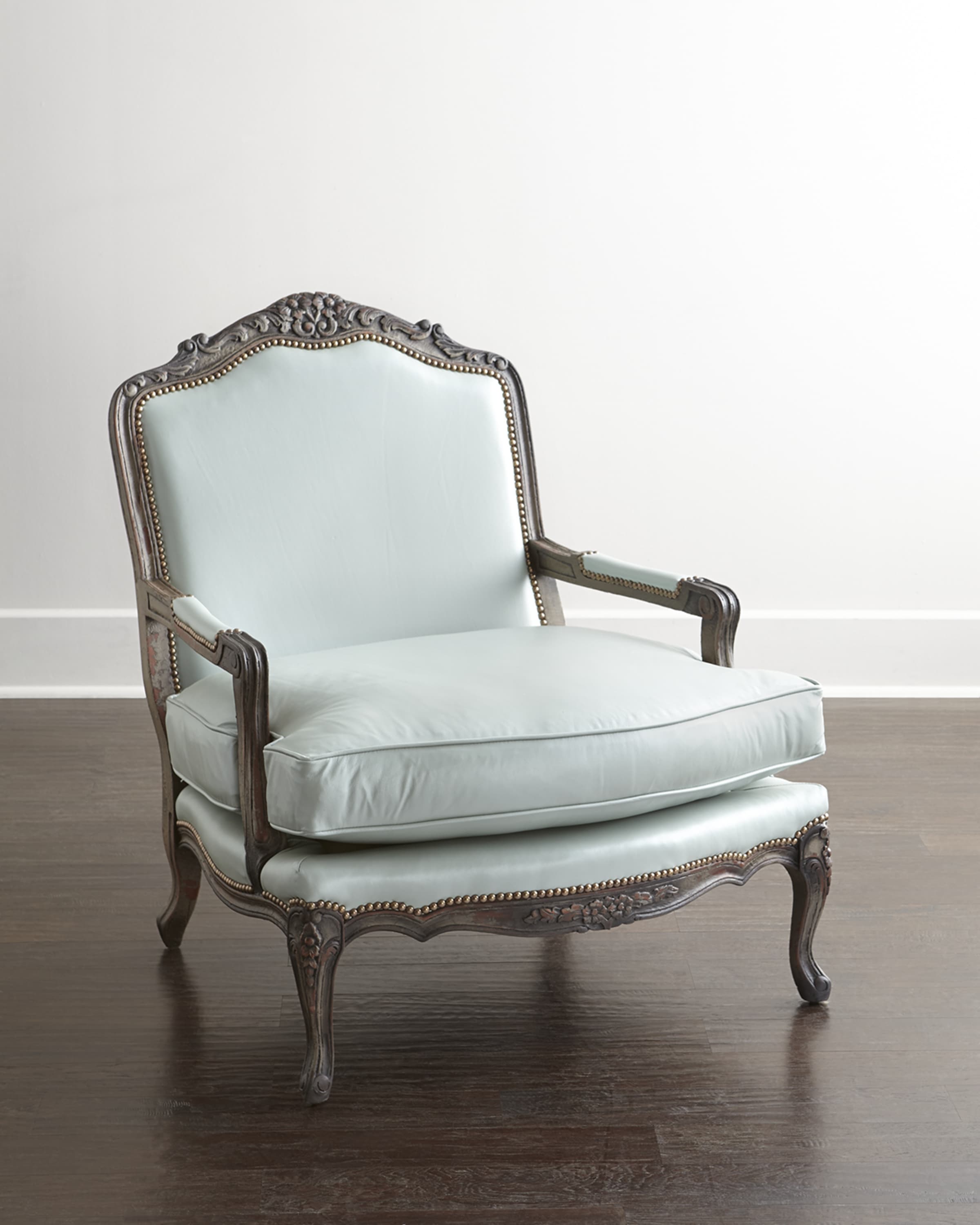 Old Hickory Tannery Bates Leather Bergere Chair Ottoman