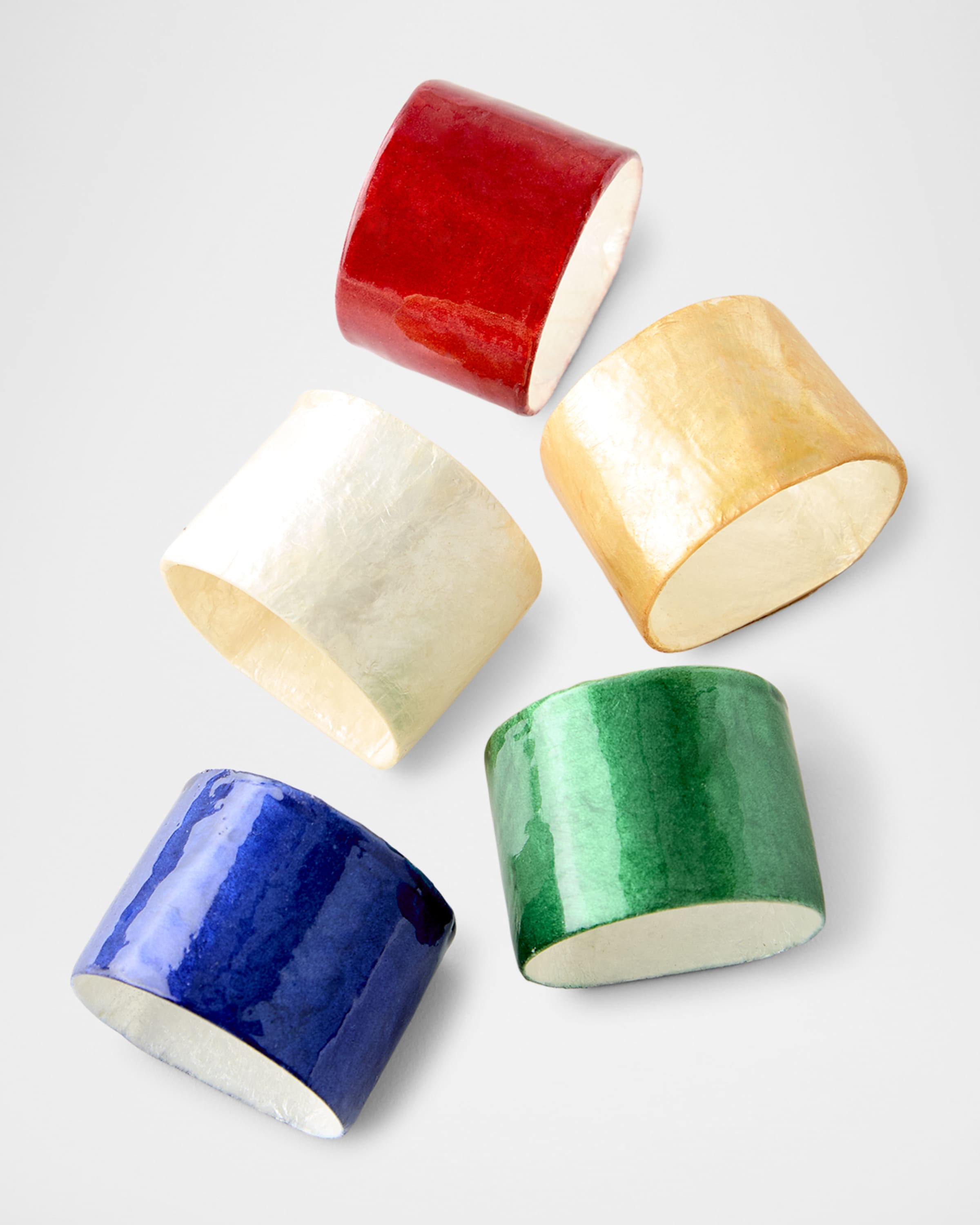 Four 1.5"Dia. Capiz Shell Napkin Rings
