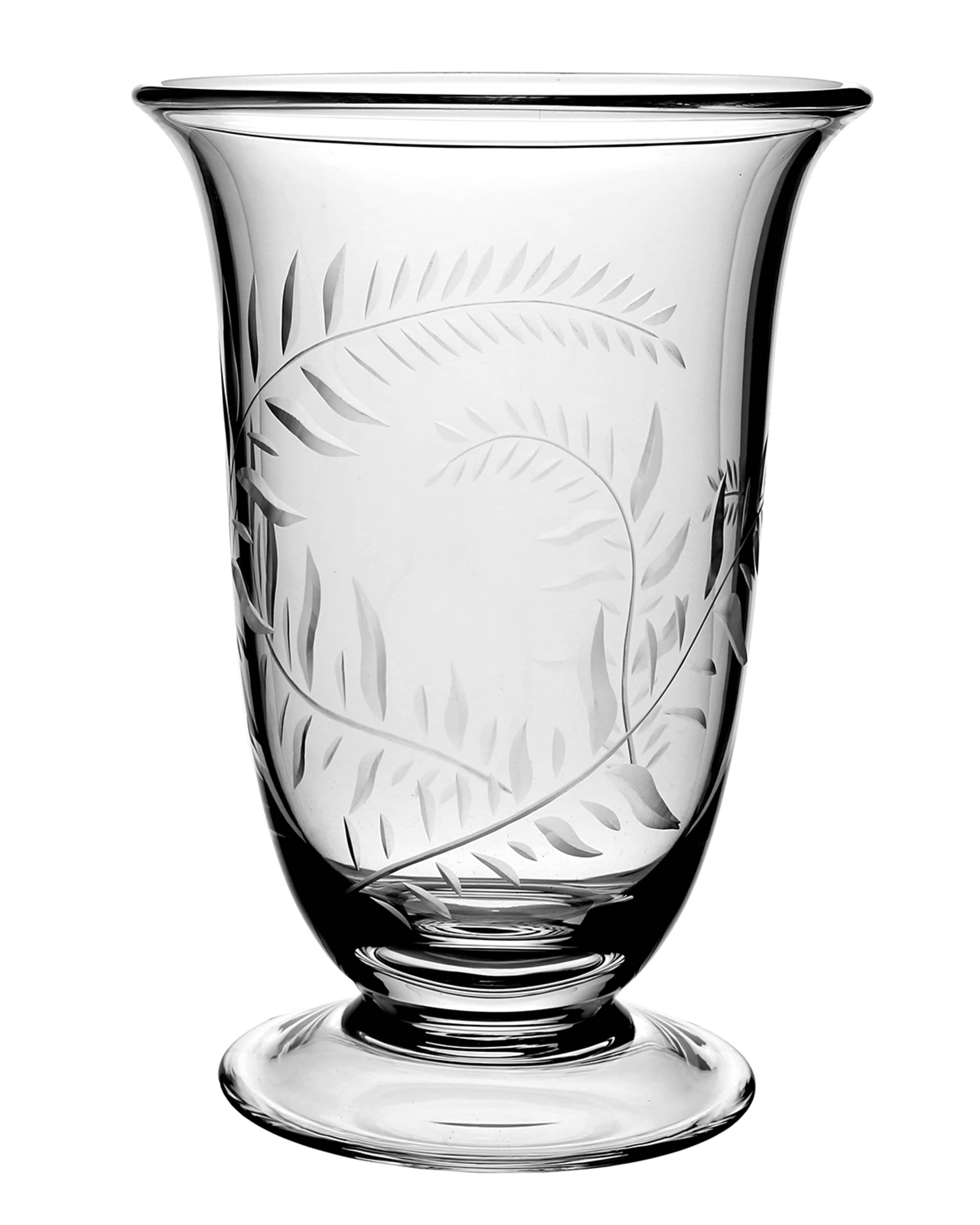 William Yeoward Crystal Jasmine Etched Glass Flower Vase - 9.5"