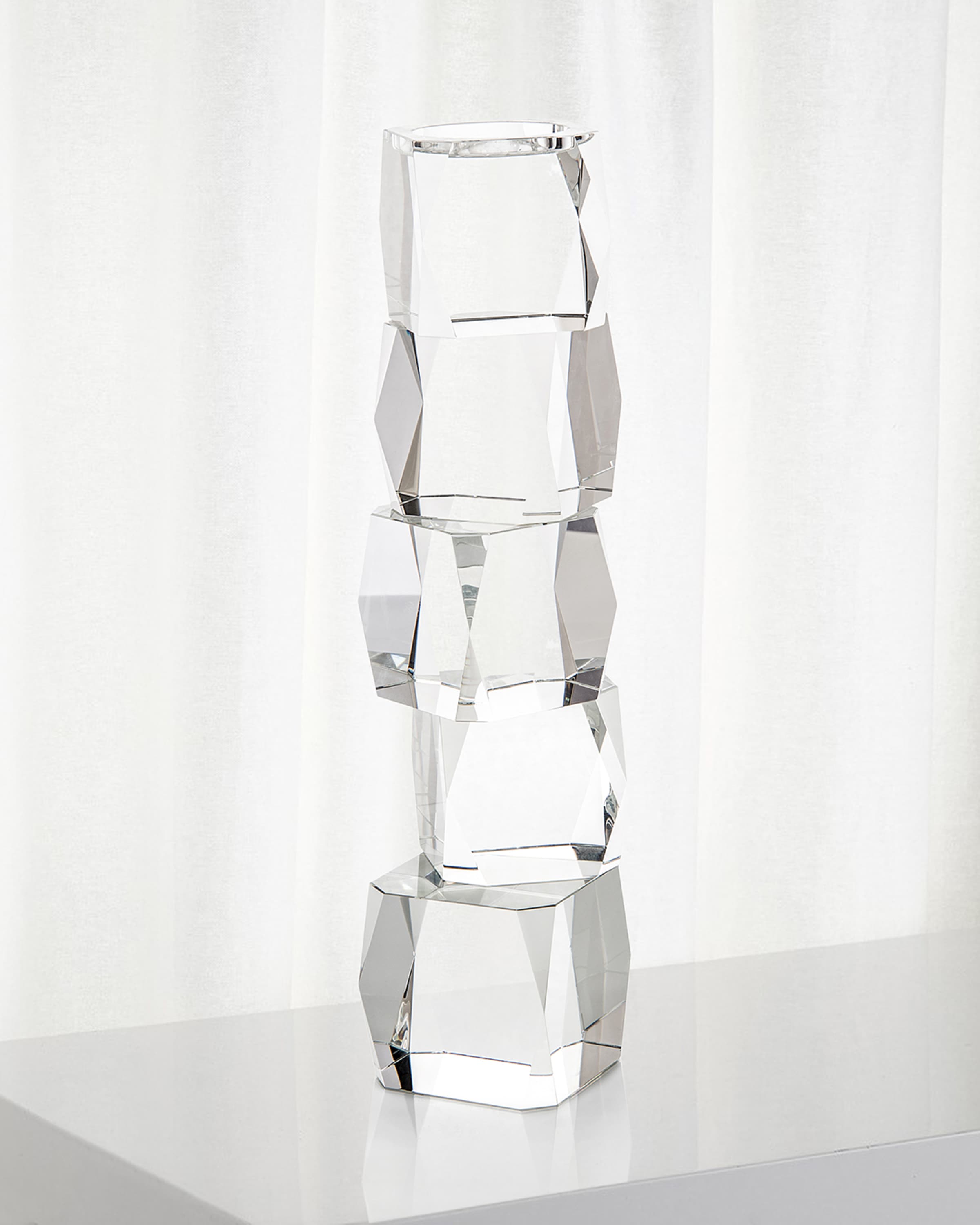 John-Richard Collection Large Crystal Cubist Candleholder