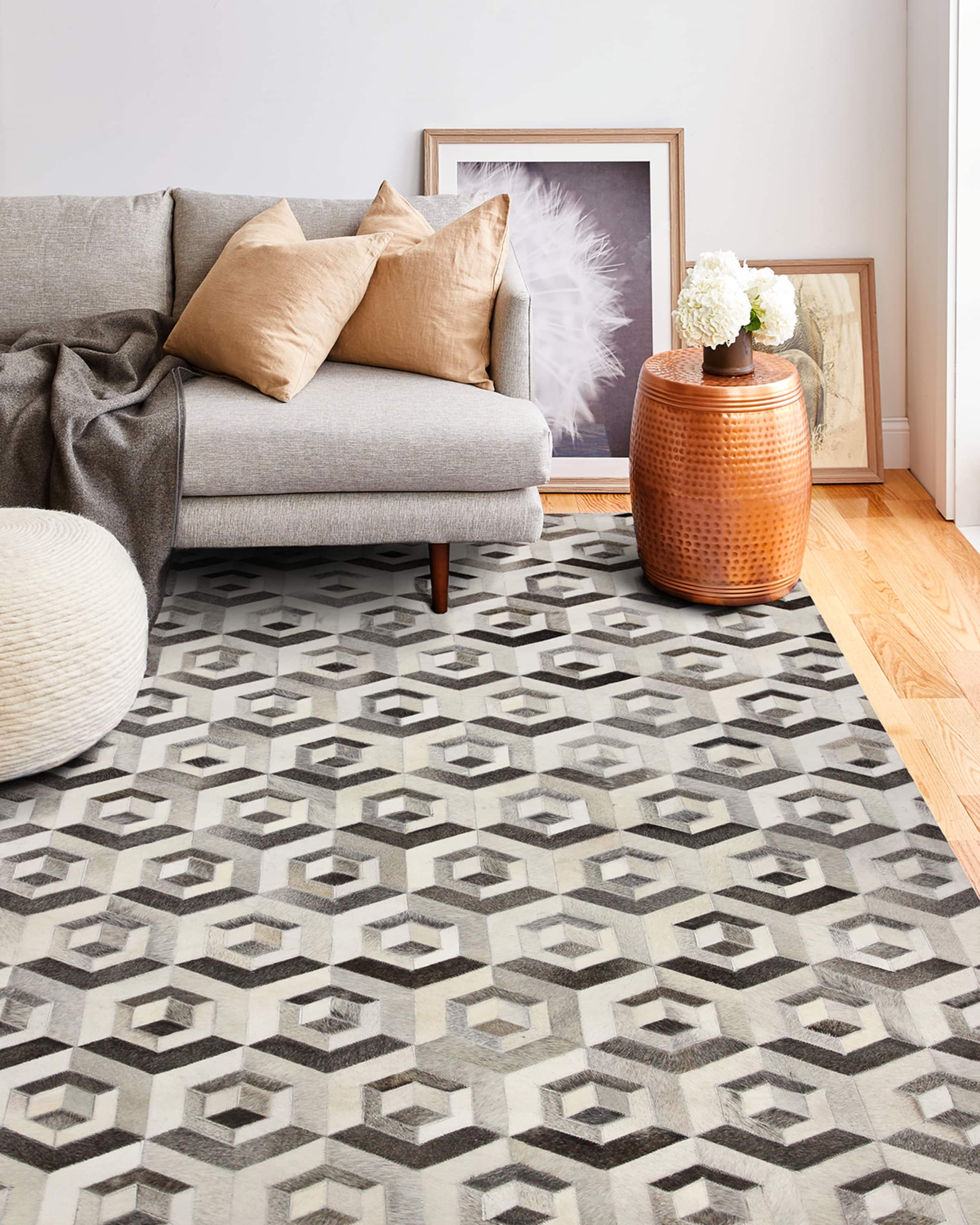 Clovis Hair in Hide Rug, 5' x 8'