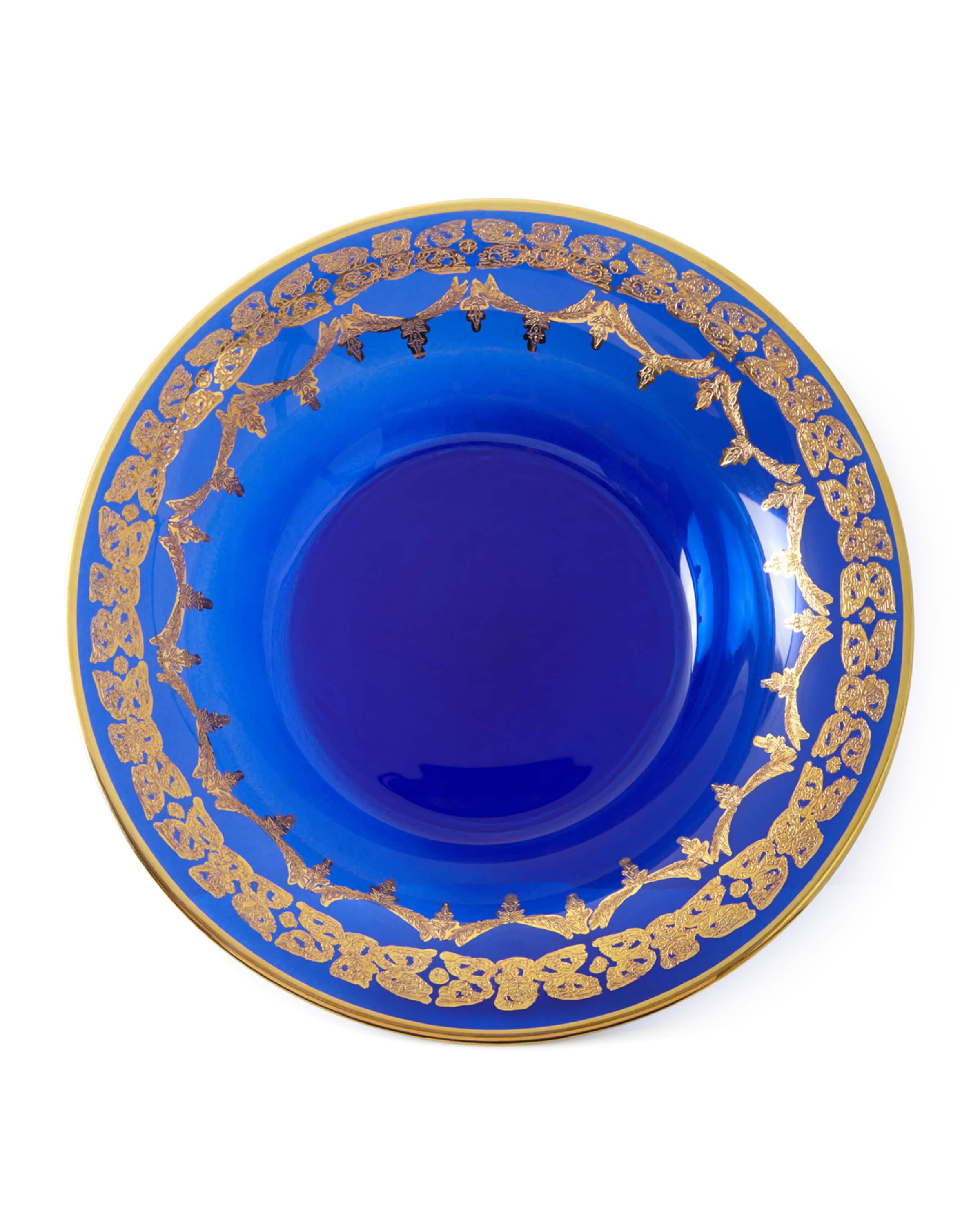 Neiman Marcus Blue Oro Bello Soup Bowls, Set of 4