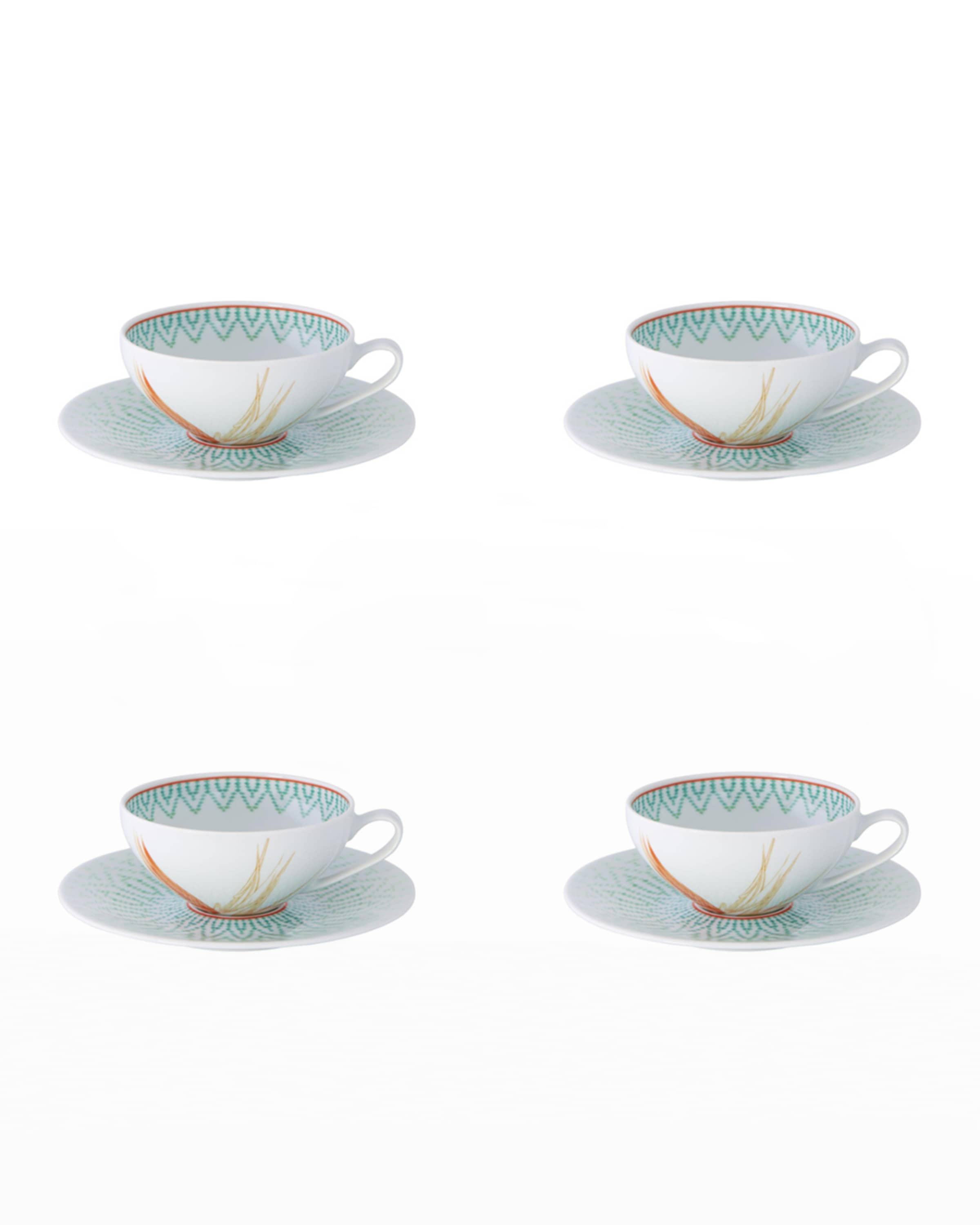 Vista Alegre Fiji Tea Cups & Saucers, Set of 4
