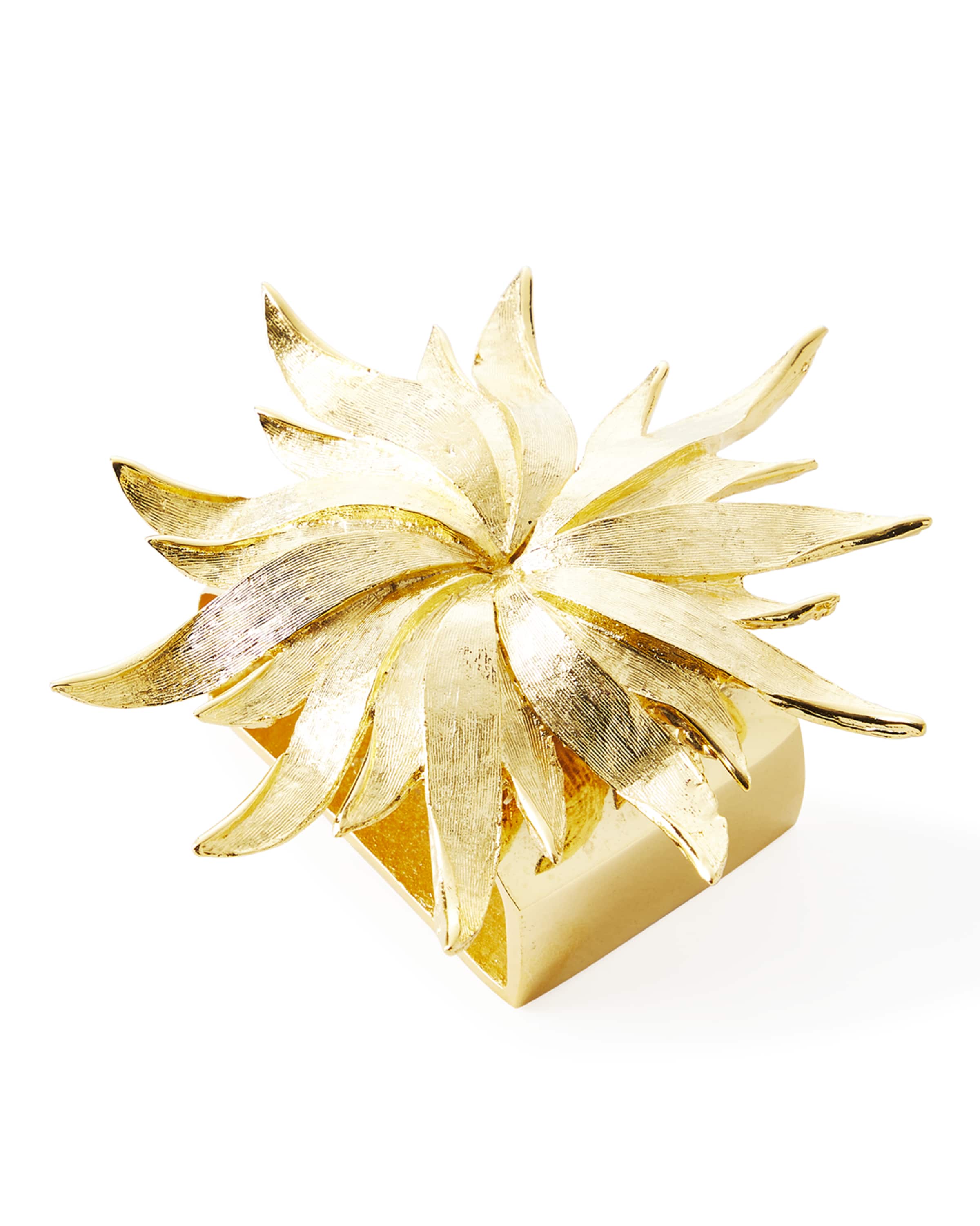 Nomi K Matte Gold Sunburst Napkin Rings, Set of 4