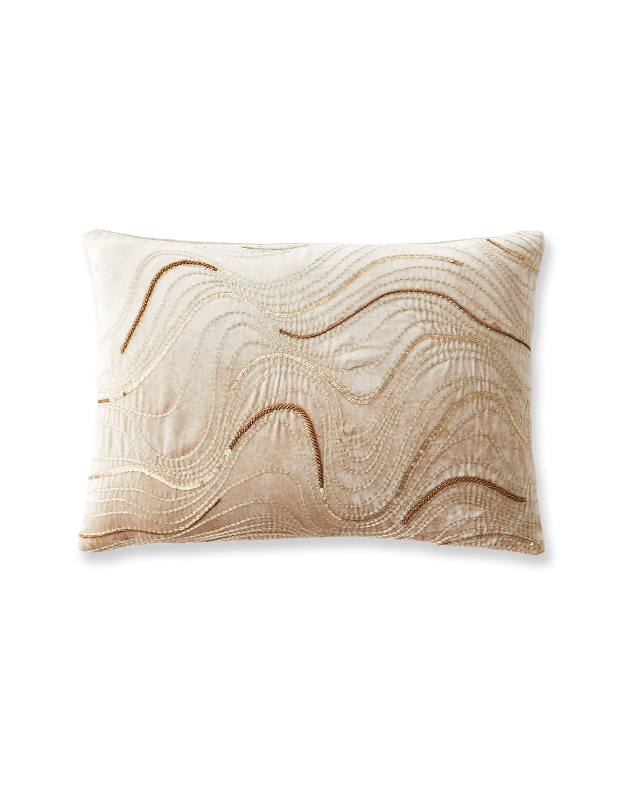 Callisto Home Aleksi Gold Wave Beaded Pillow, 15X21"