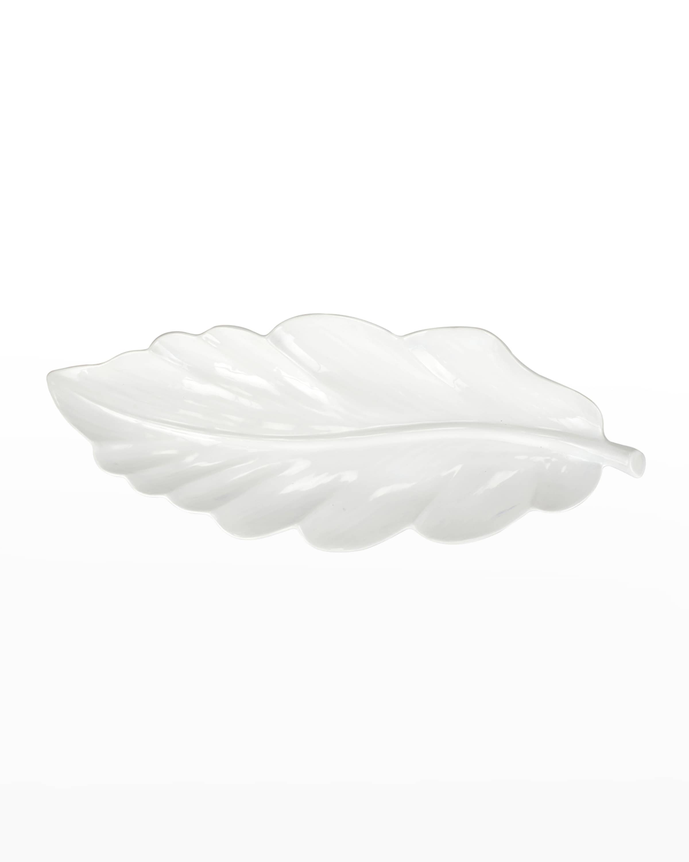 Vietri Foliage White Ash Leaf Long Platter