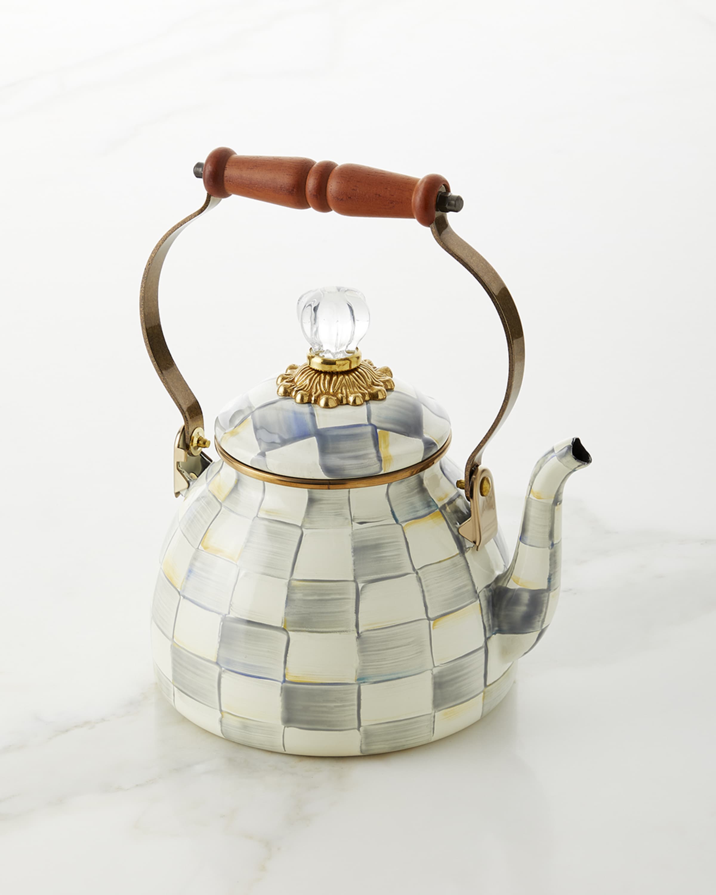 MacKenzie-Childs Sterling Check Tea Kettle, 2qt.