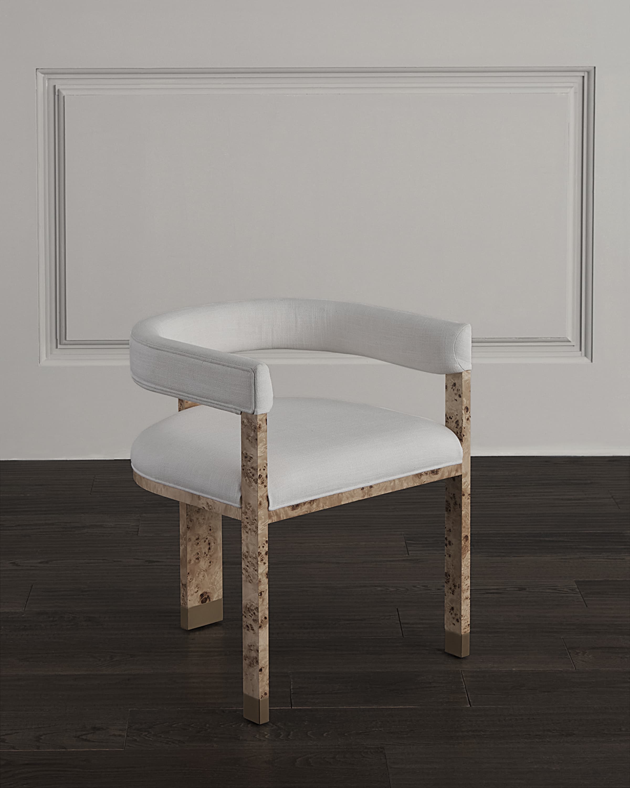 Worlds Away Burlwood Barrel Back Dining Chair