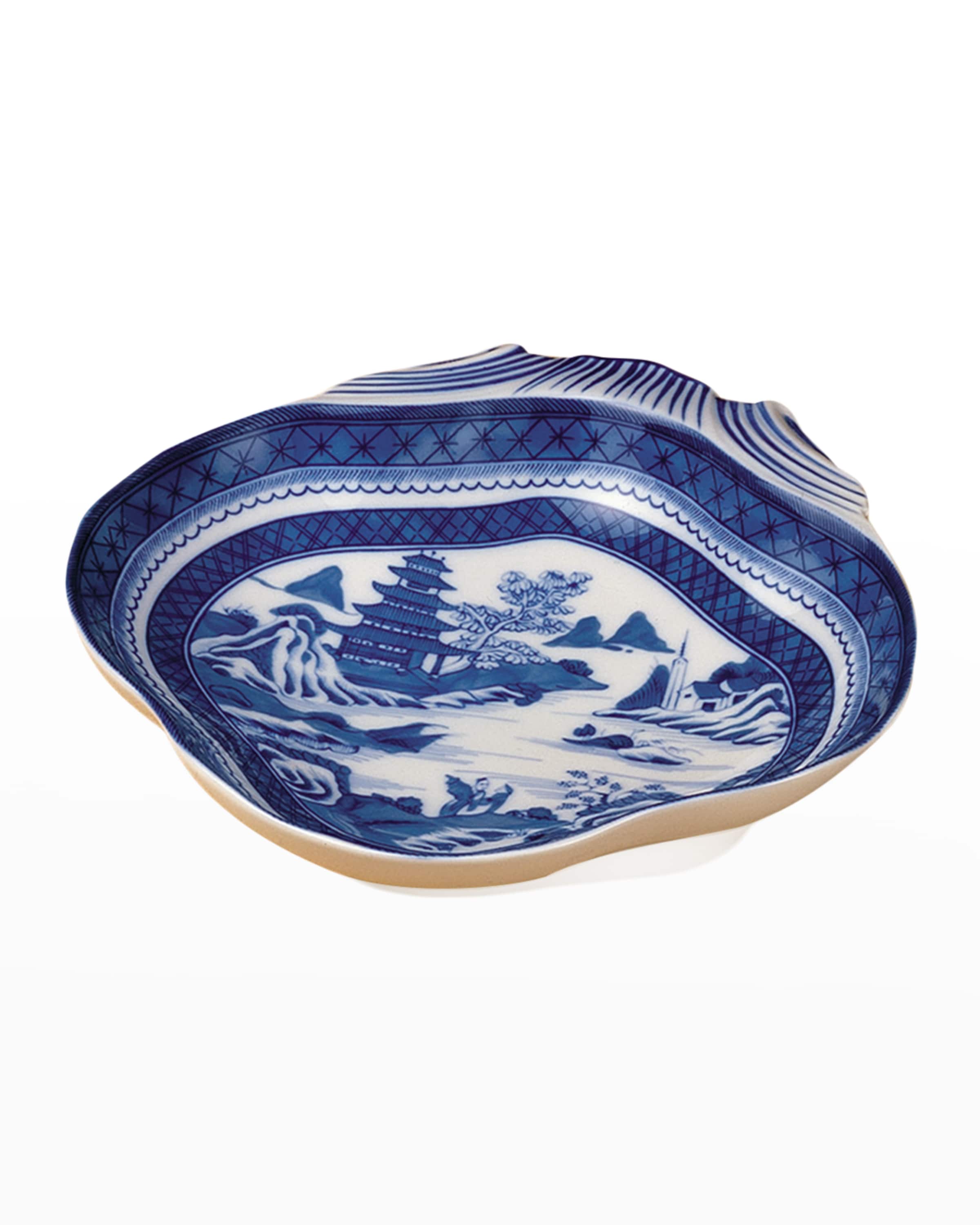 Mottahedeh Blue Canton Shell-Shaped Serving Dish