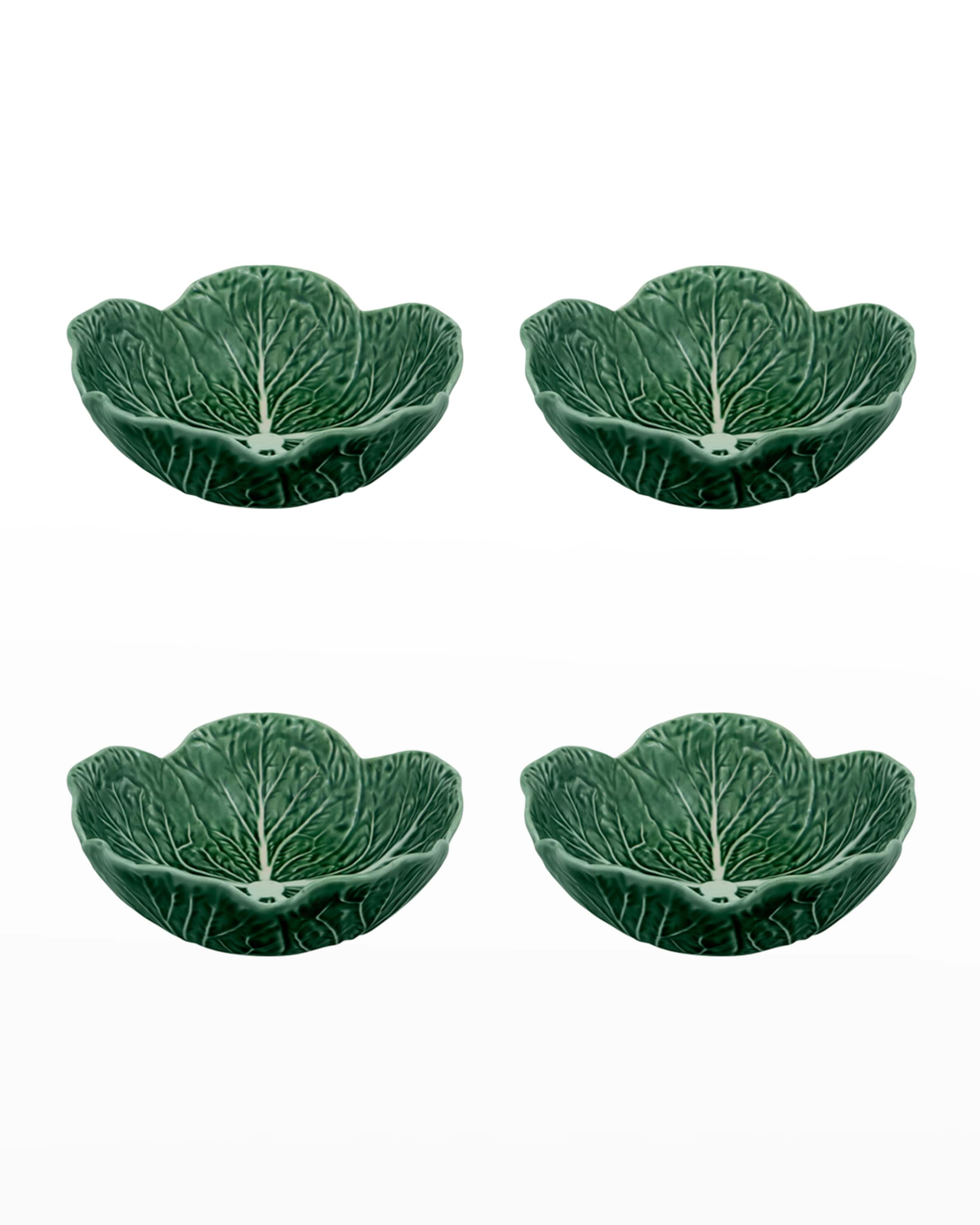 Bordallo Pinheiro Cabbage 17 oz. Cereal Bowls, Green - Set of 4