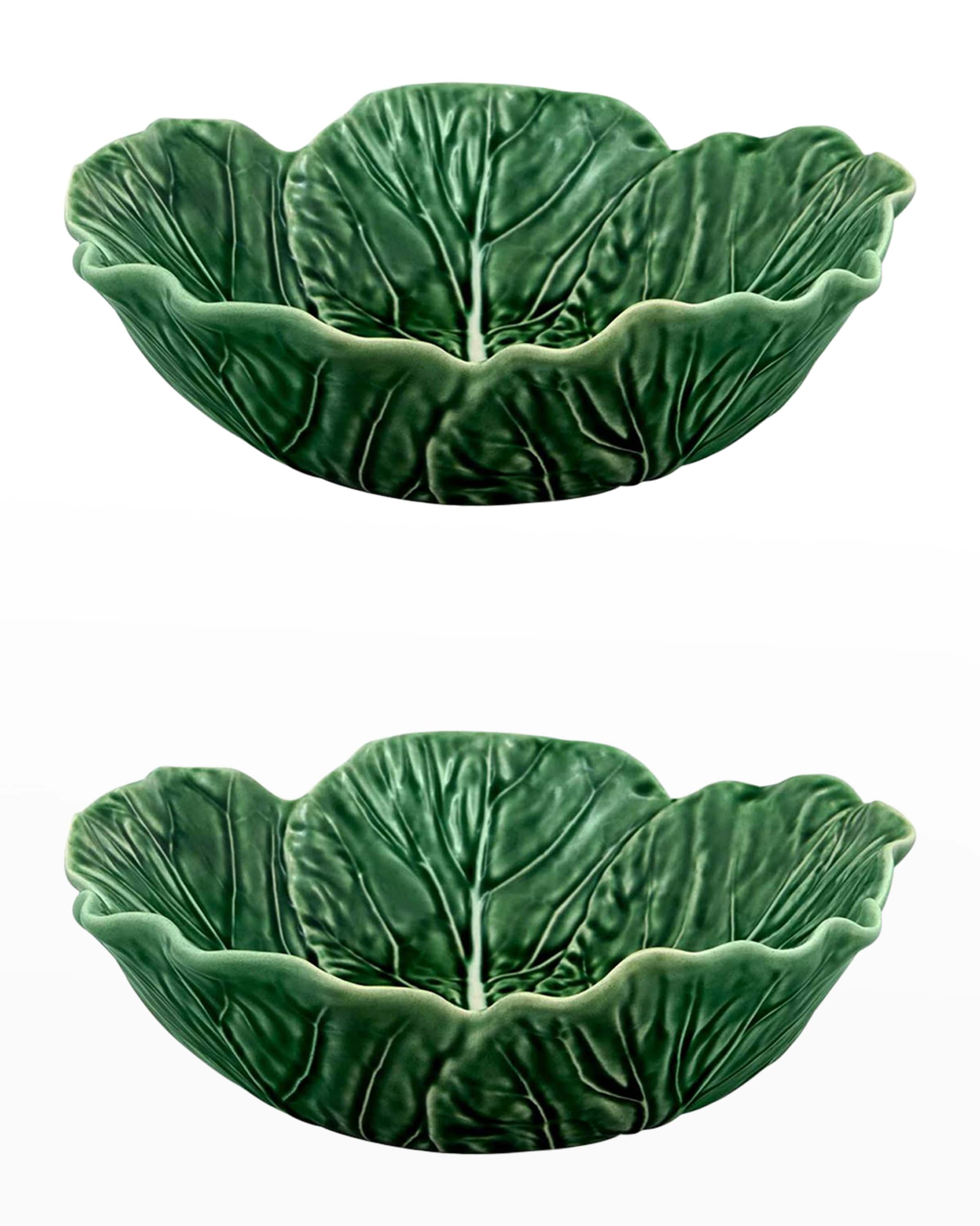 Bordallo Pinheiro Cabbage 27 oz. Individual Salad Bowls, Green - Set of 2