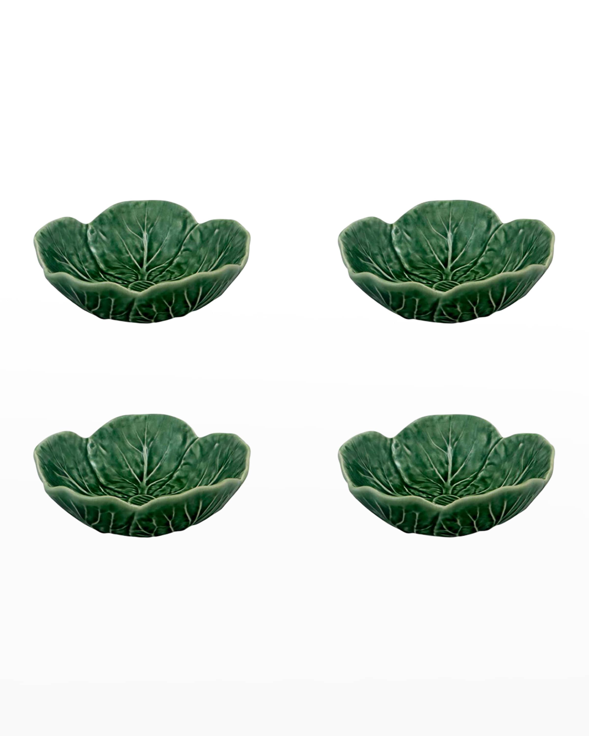 Bordallo Pinheiro Cabbage 6 oz. Bowls, Green - Set of 4