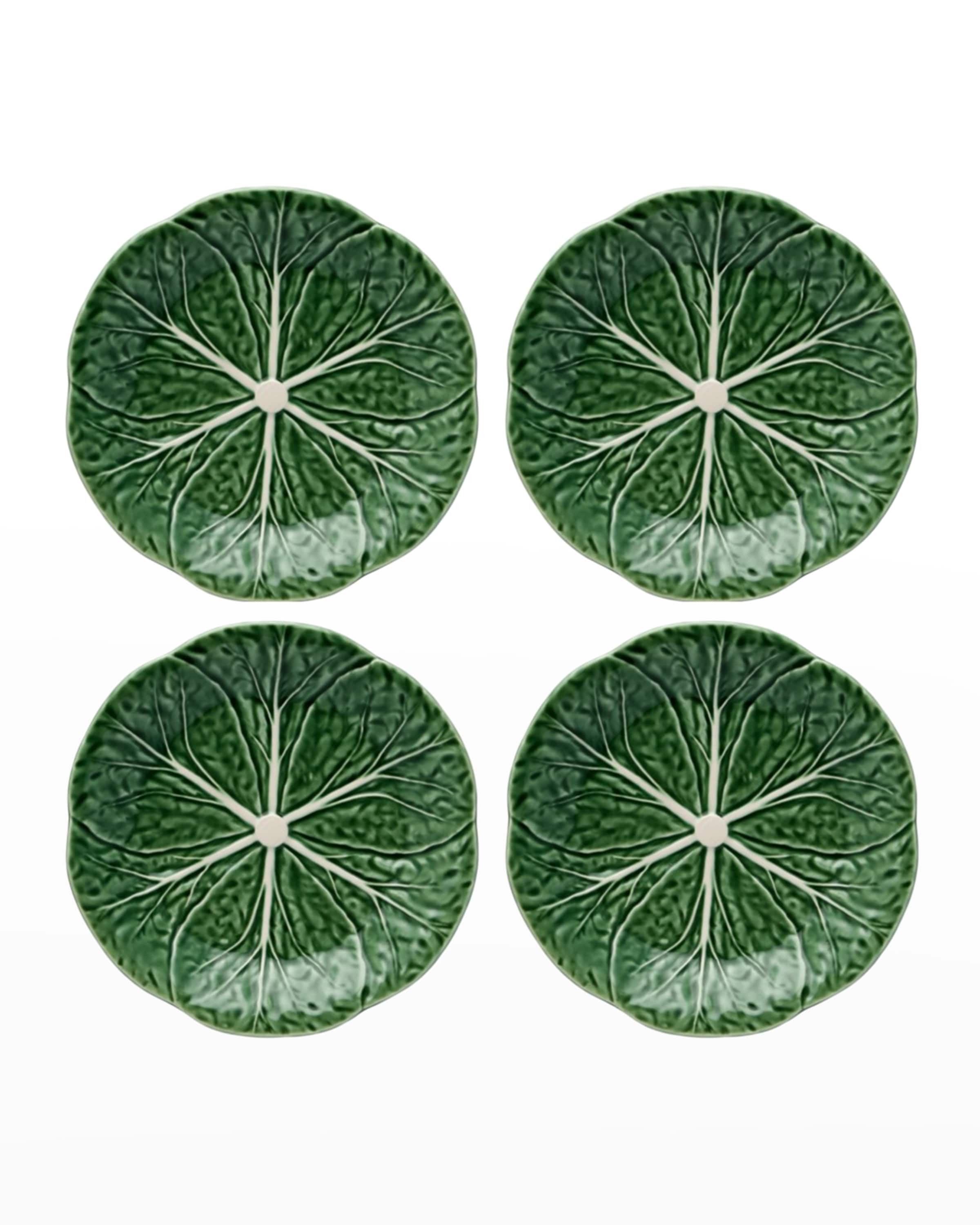 Bordallo Pinheiro Cabbage Dessert Plates, Green - Set of 4
