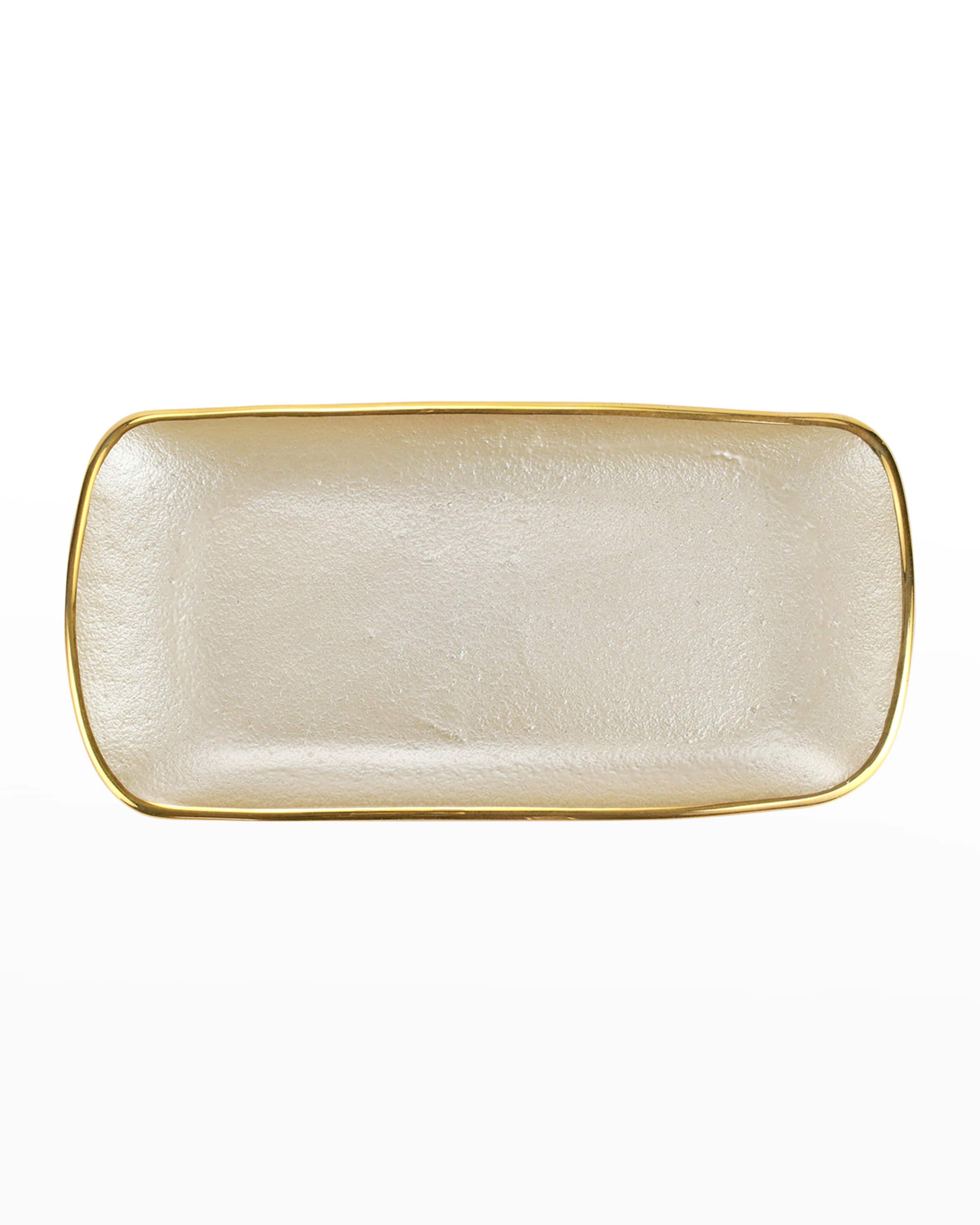 Vietri Metallic Glass Pearl Rectangular Tray