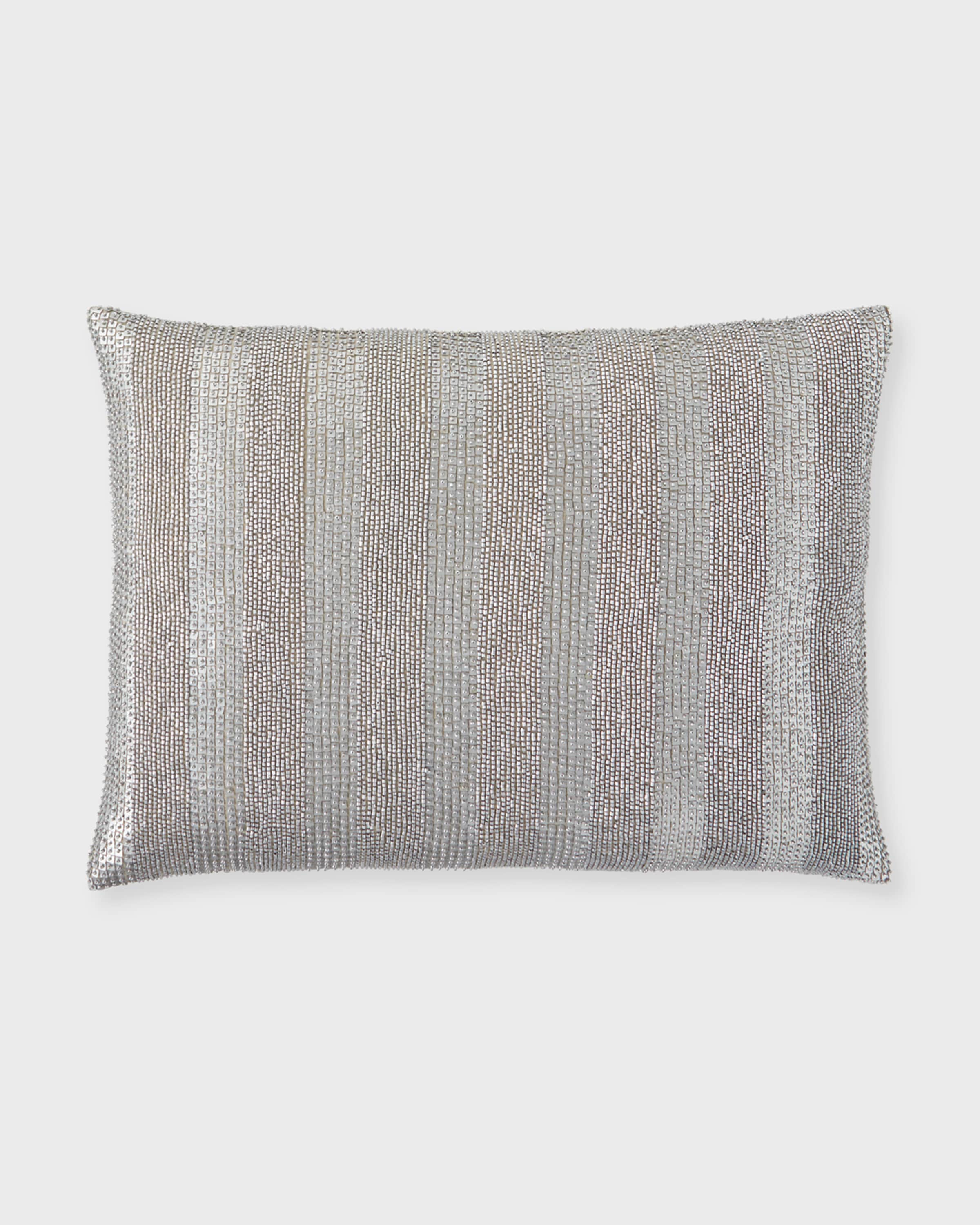 Callisto Home Silver Beaded Sequin Decorative Pillow, 15x21"