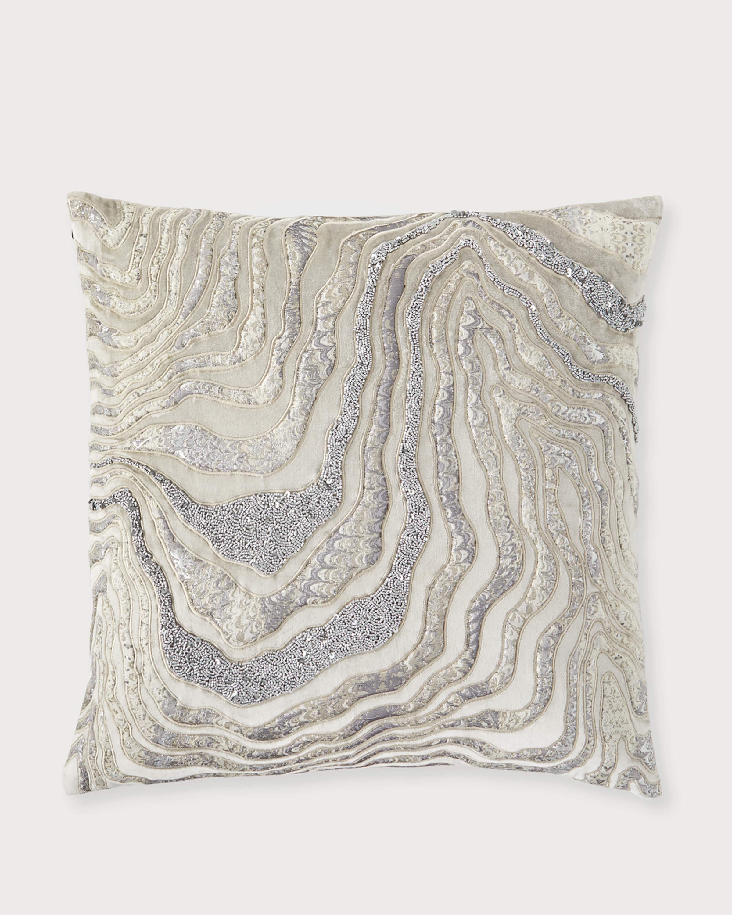 Callisto Home Silver Velvet Decorative Pillow, 22"Sq.