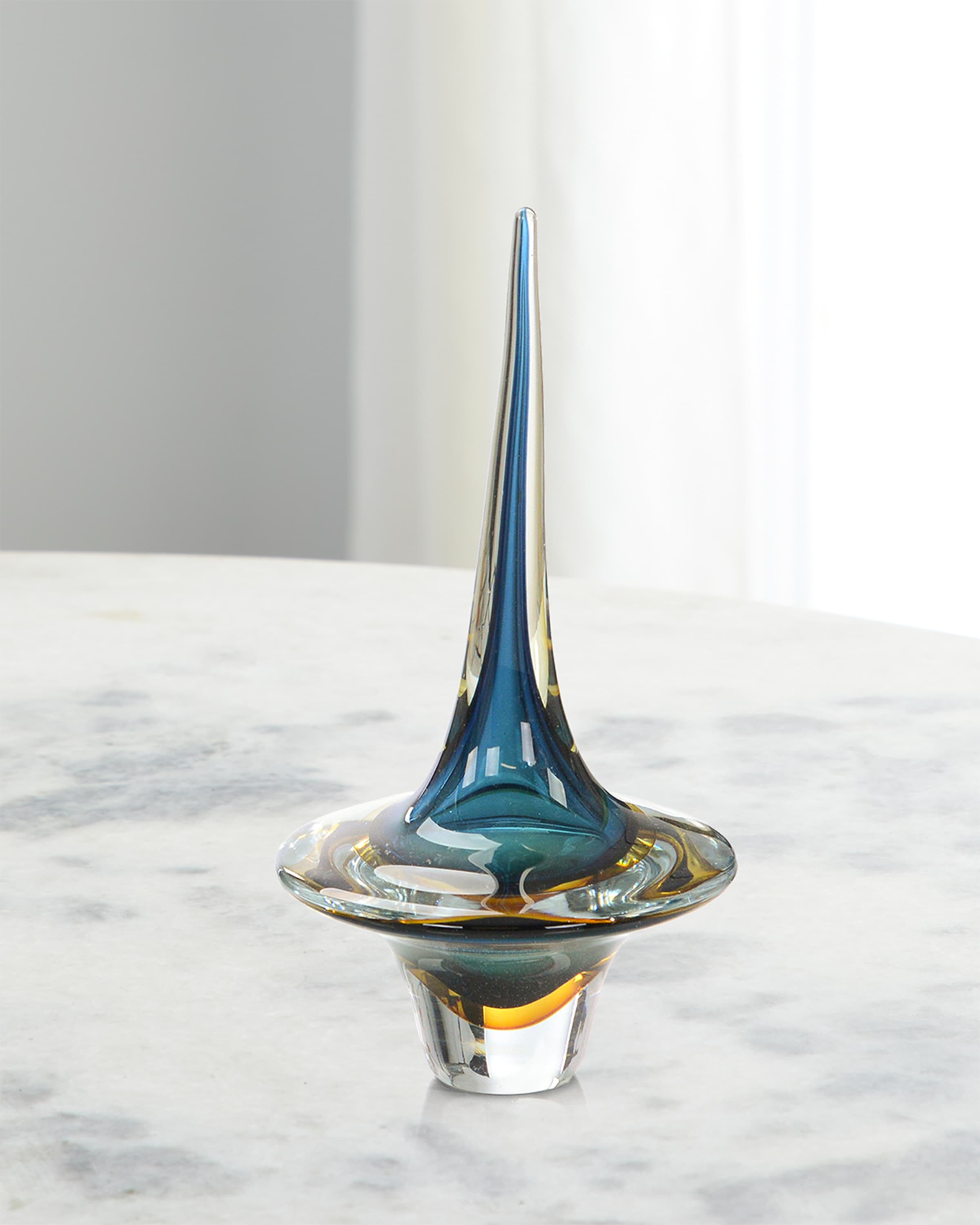 John-Richard Collection Azure Blue Handblown Glass Sculpture III - 15"