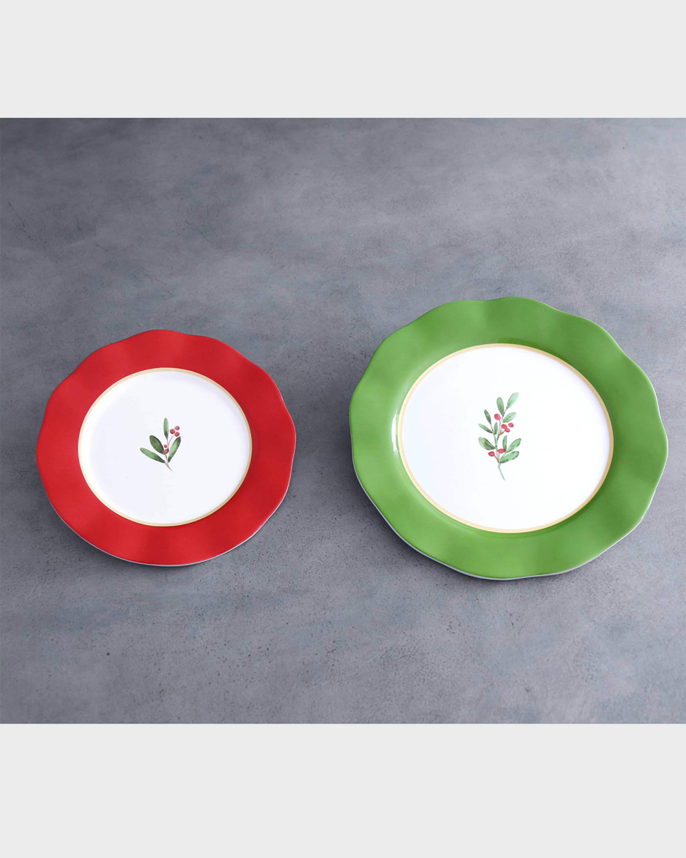 Beatriz Ball VIDA Holly 11" Dinner Plates, Set of 4 (Green and White)