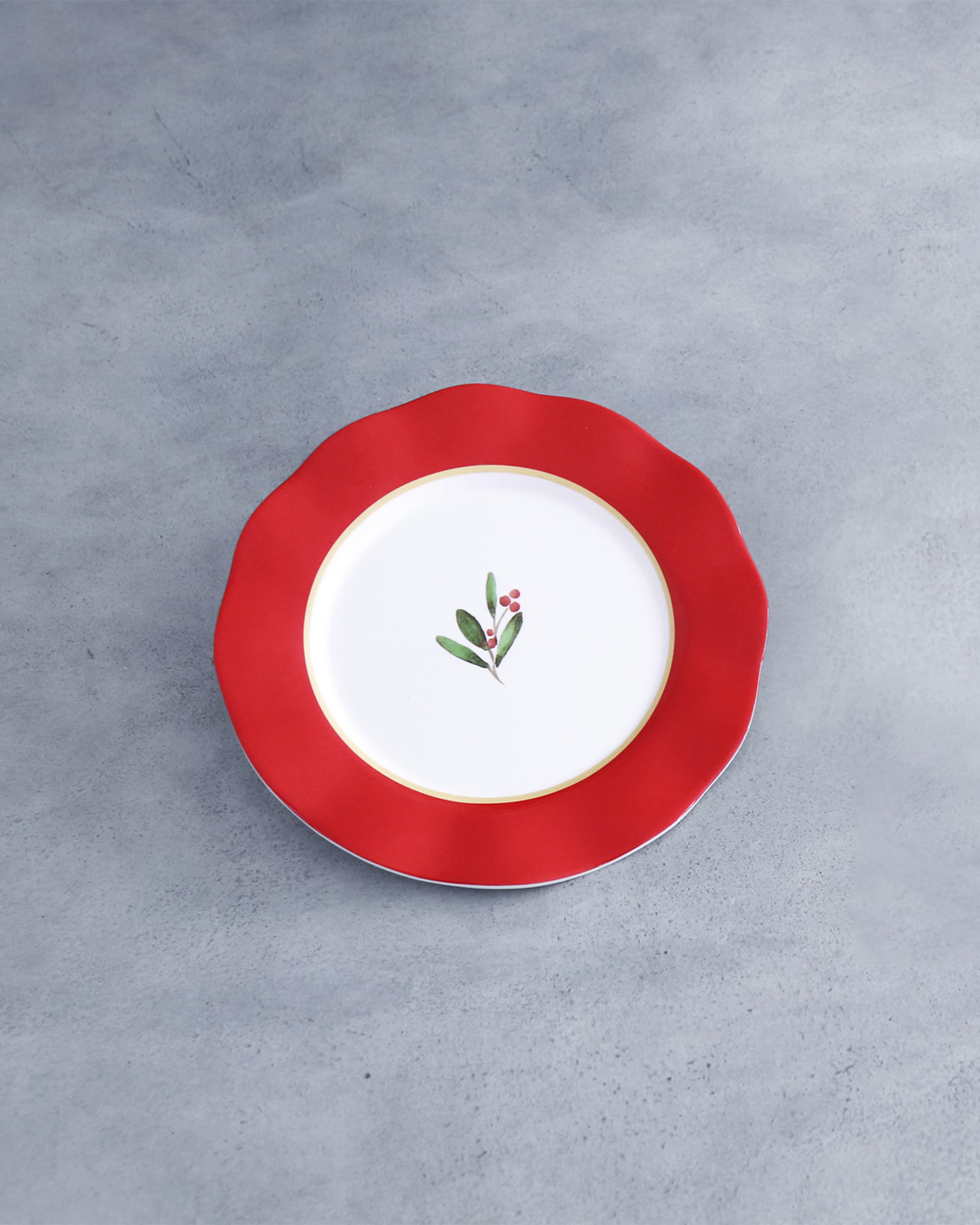 Beatriz Ball VIDA Holly 9" Salad Plates, Set of 4 (Red and White)