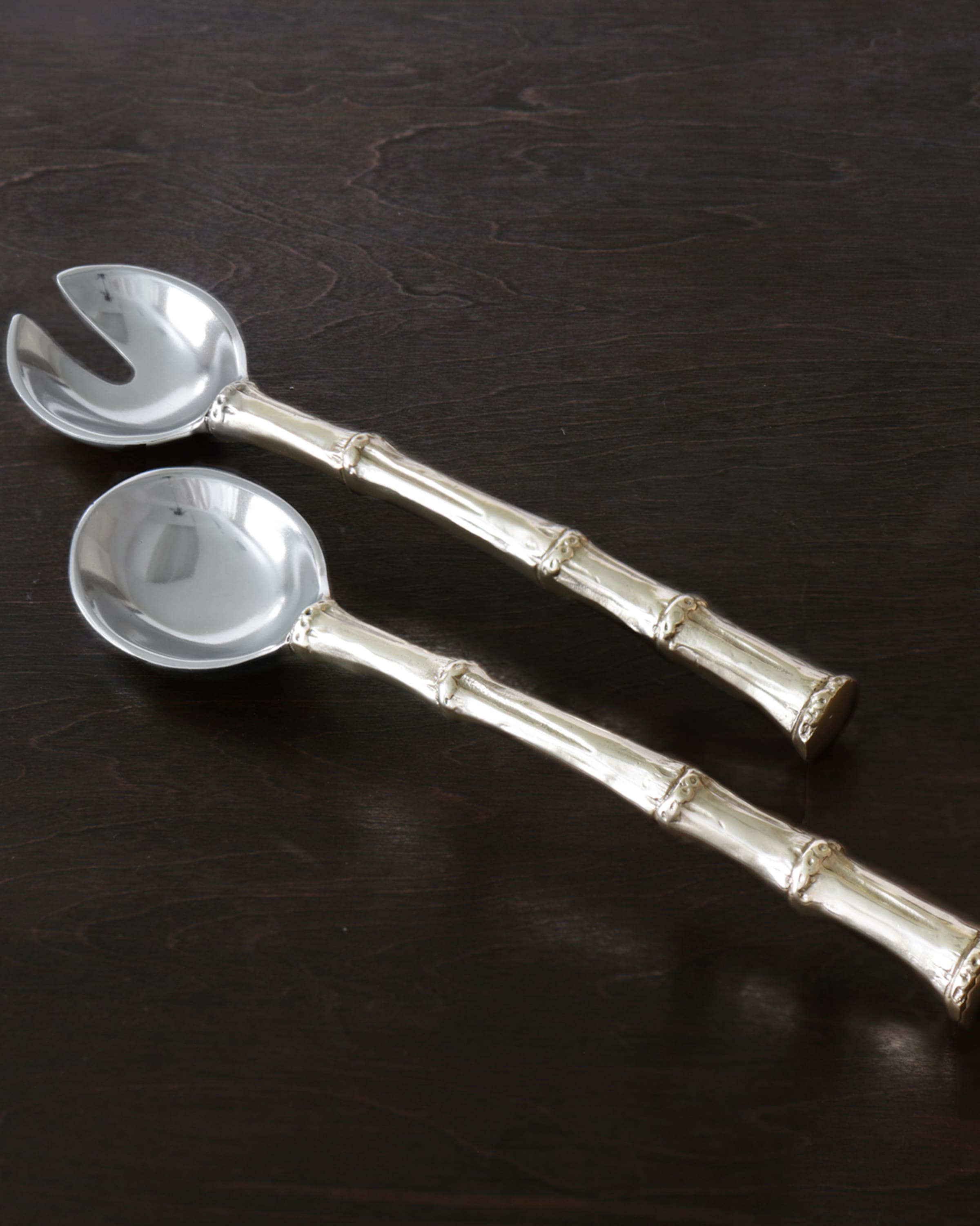 Beatriz Ball GARDEN Bamboo Salad Servers with Golden Handles