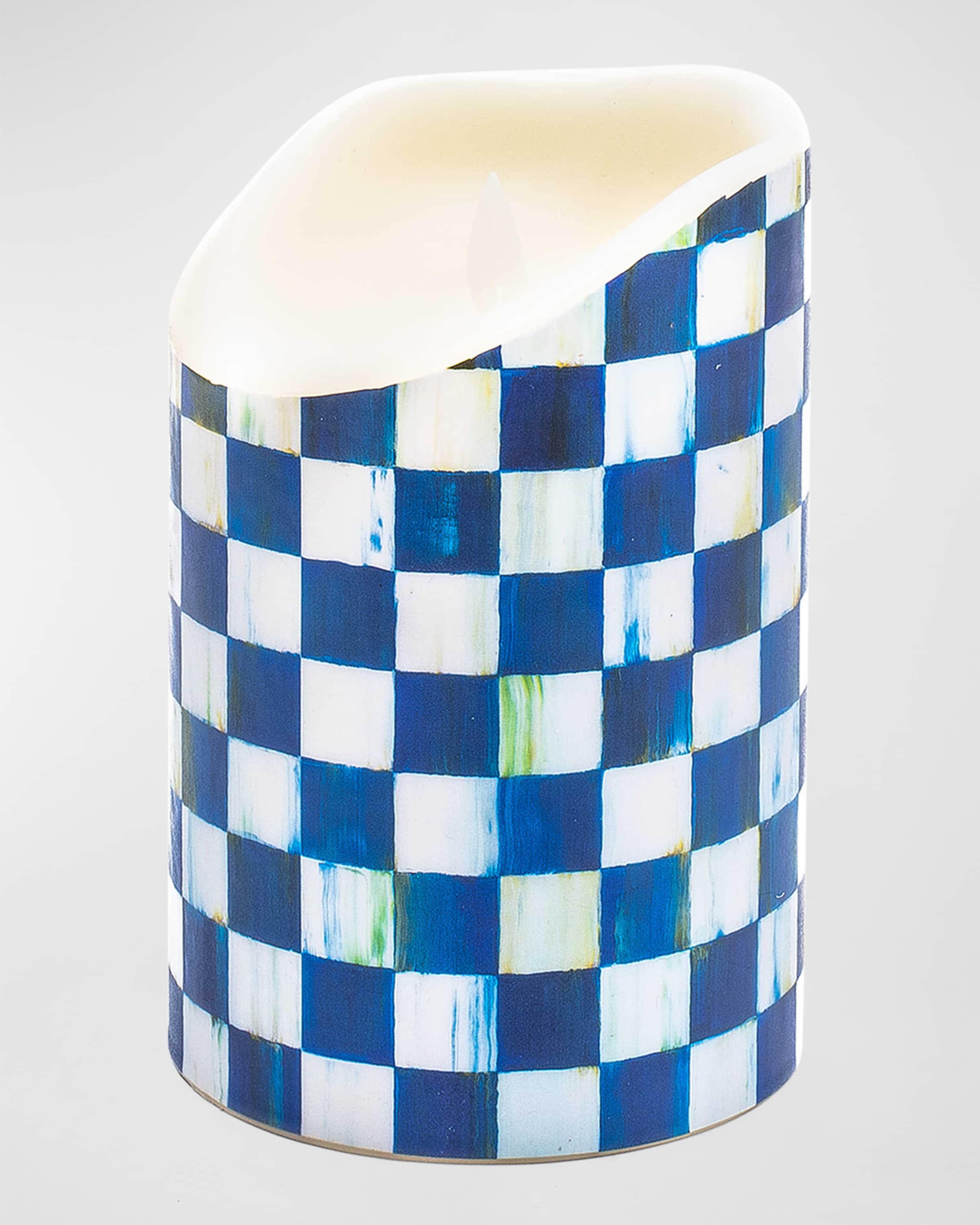 MacKenzie-Childs Royal Check Flicker Pillar Candle - 6"