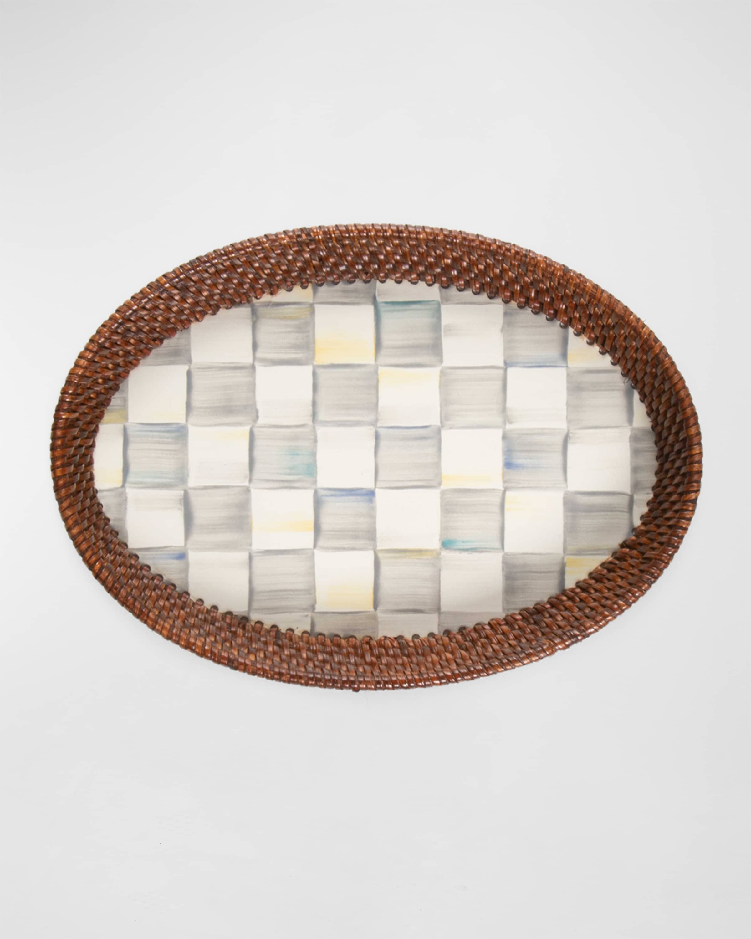 MacKenzie-Childs Sterling Check Rattan Enamel Tray Collection ...