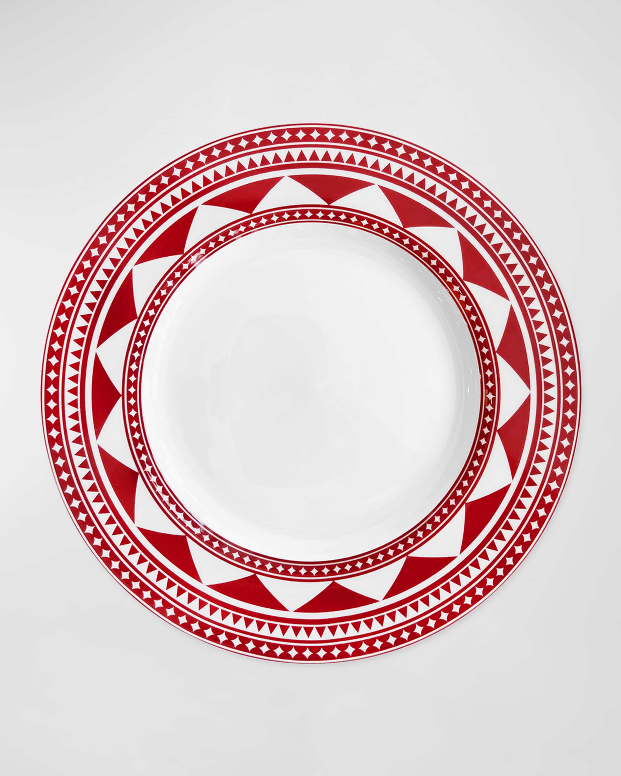 Caskata Fez Rimmed Crimson Dinner Plates - Set of 4