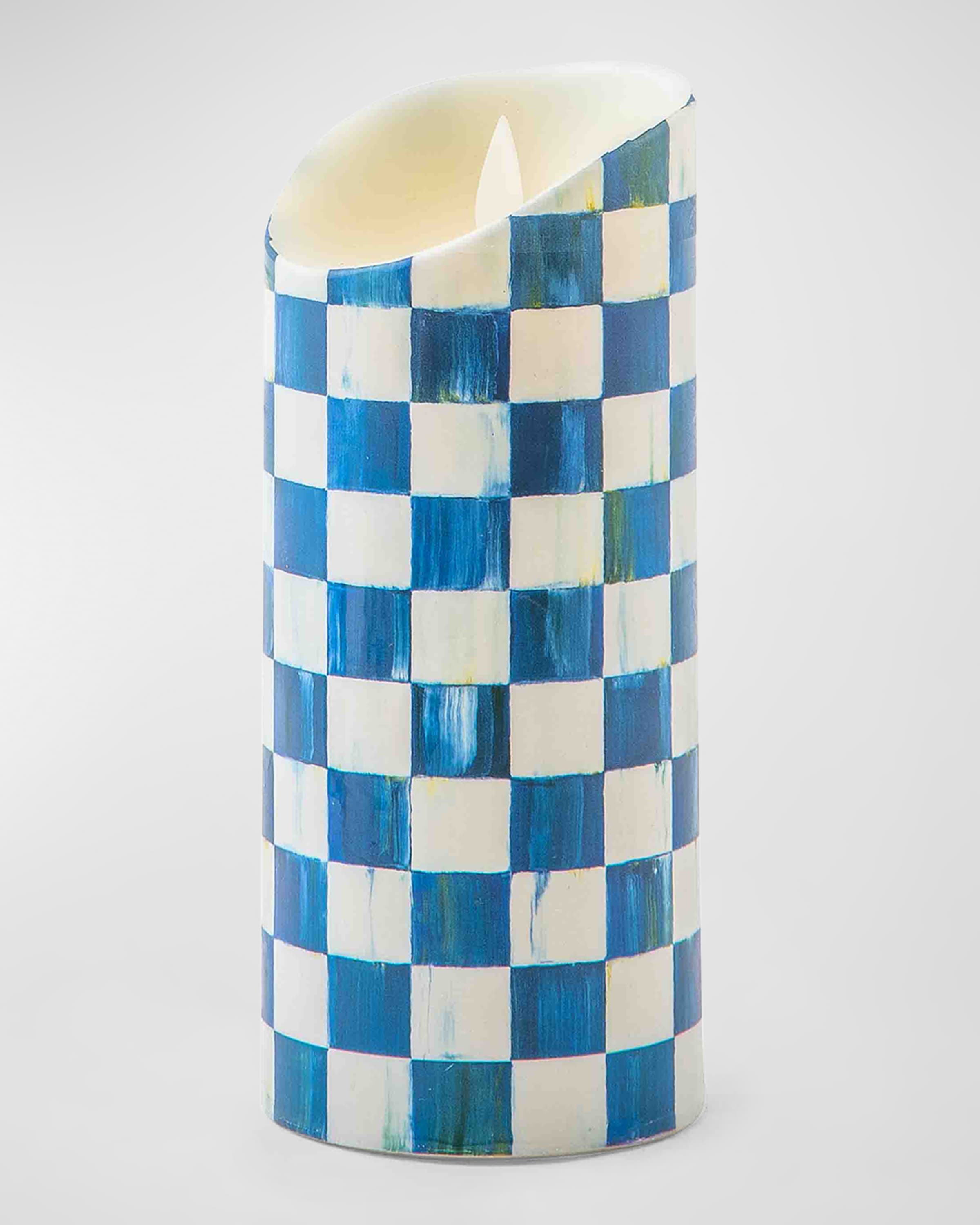 MacKenzie-Childs Royal Check Flickering Pillar Candle, 7"